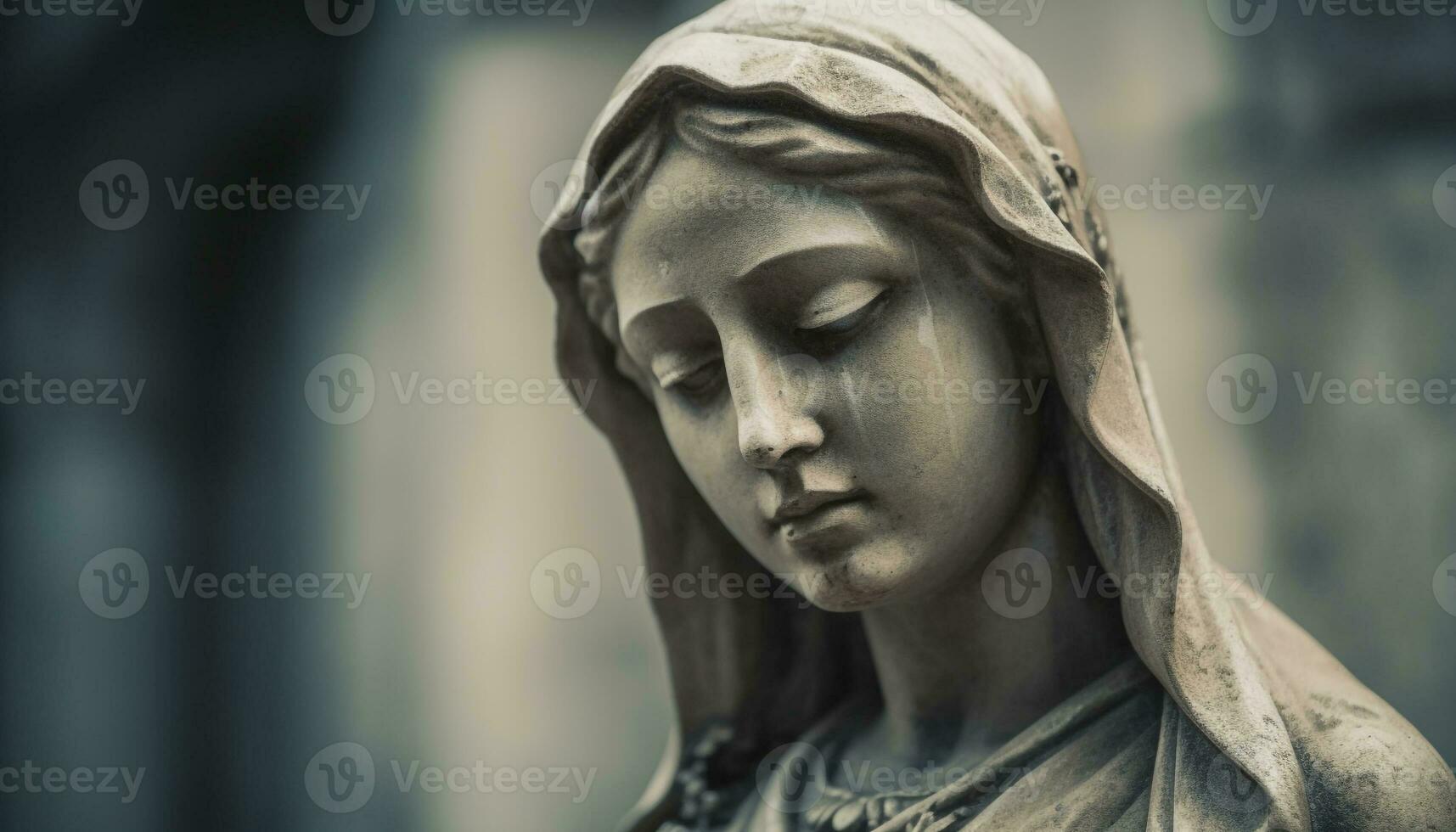 beten Frau trauert beim Grabstein, Symbol von Liebe und Trauer generiert durch ai foto