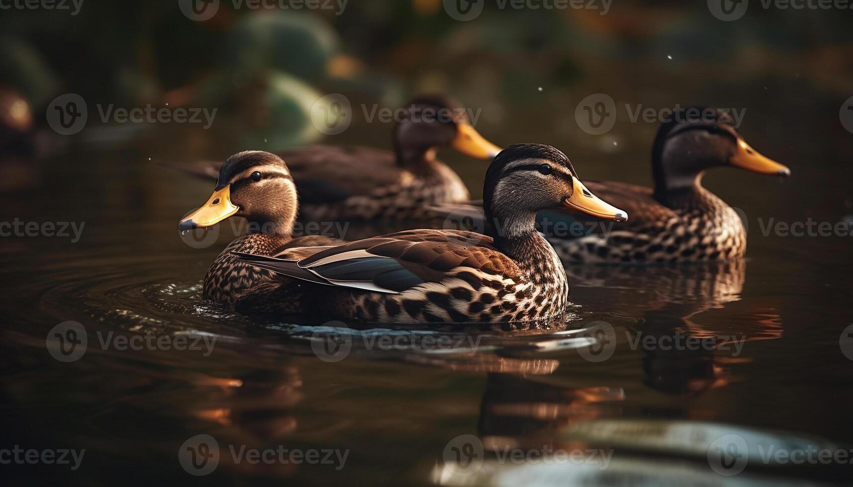 Stockente Erpel Schnabel spiegelt multi farbig Schönheit im Natur Teich generiert durch ai foto