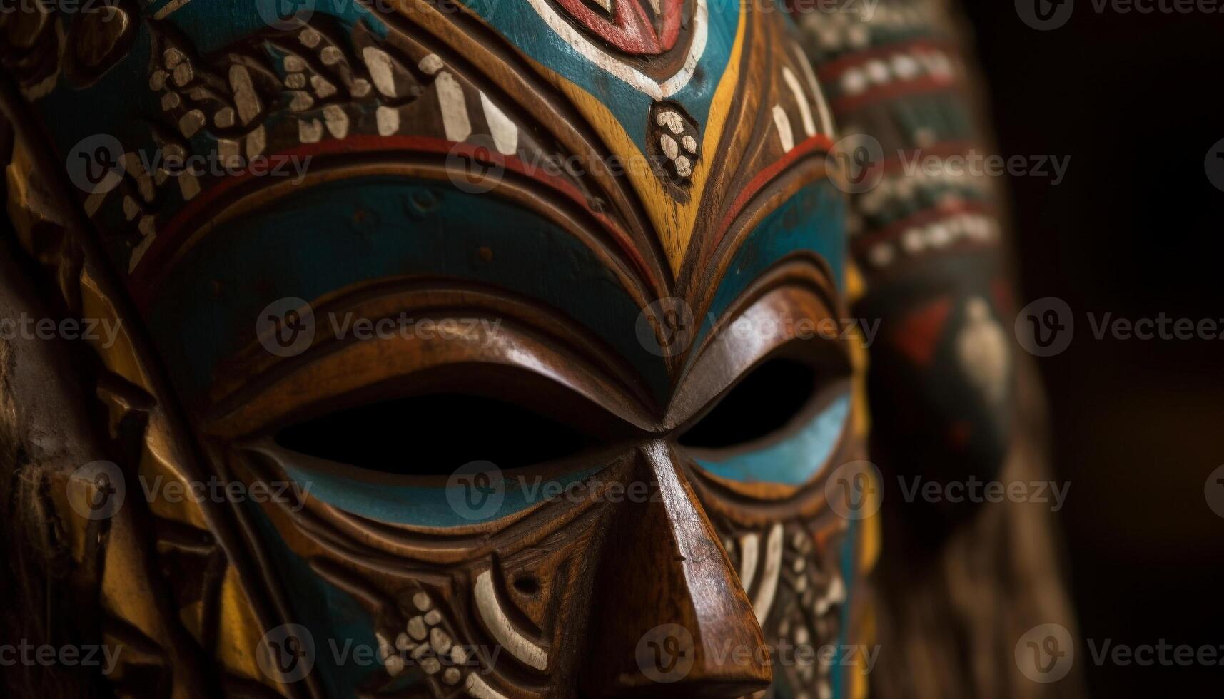 uralt afrikanisch Maske, ein Symbol von einheimisch Spiritualität und Tradition generiert durch ai foto