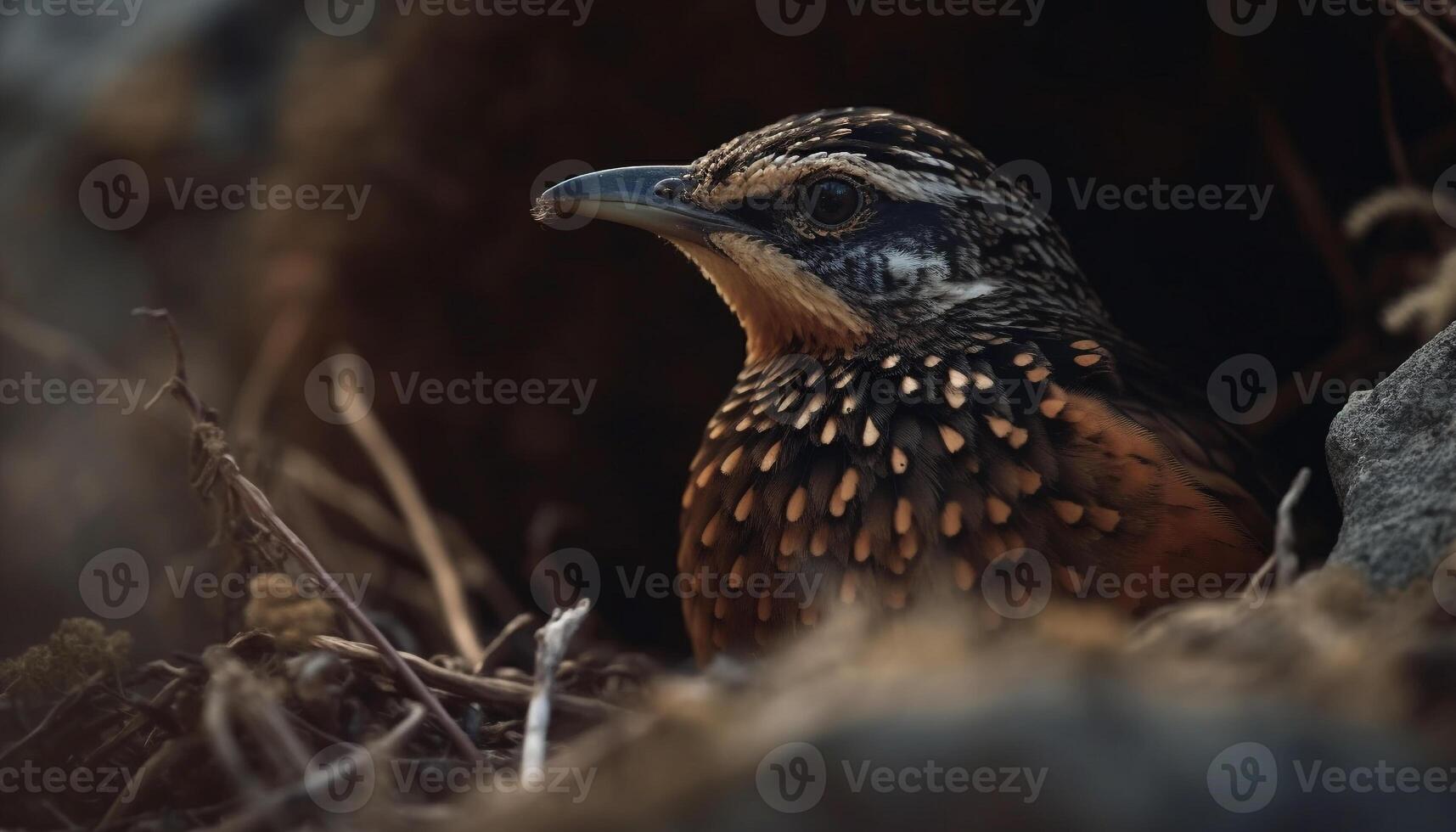 schön Vogel thront auf Zweig, Aufpassen Über ihr Nest generiert durch ai foto