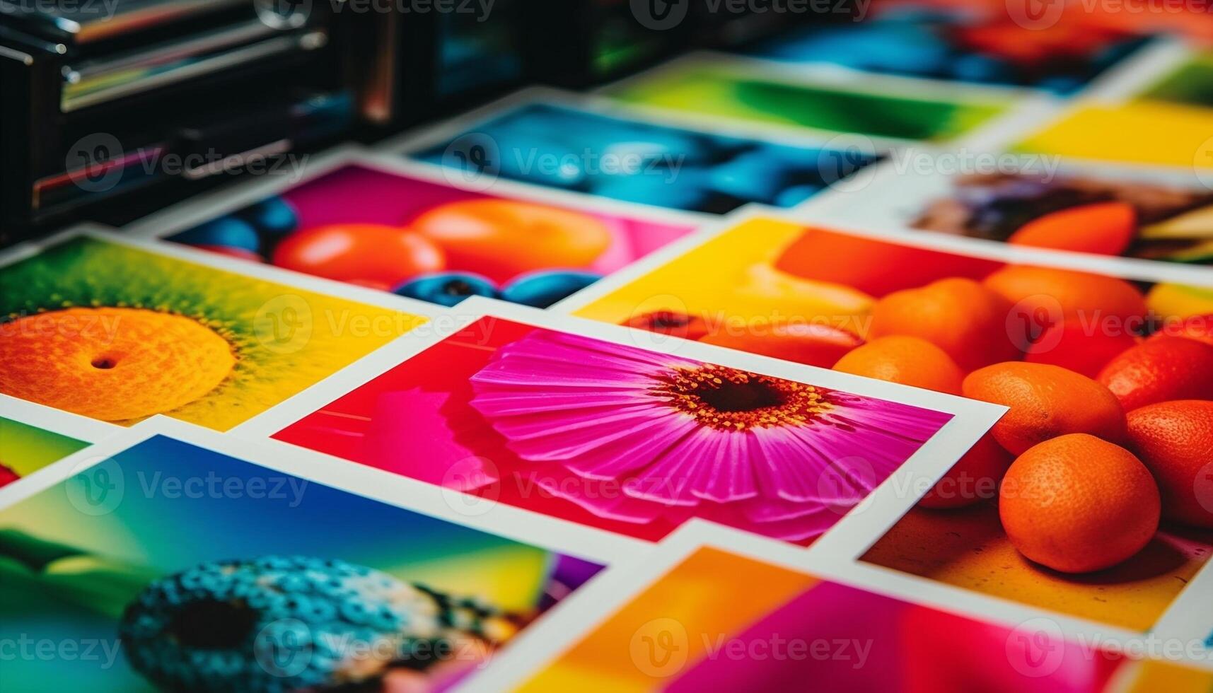 beschwingt Farben von frisch Essen und Blumen schmücken drinnen kreativ generiert durch ai foto