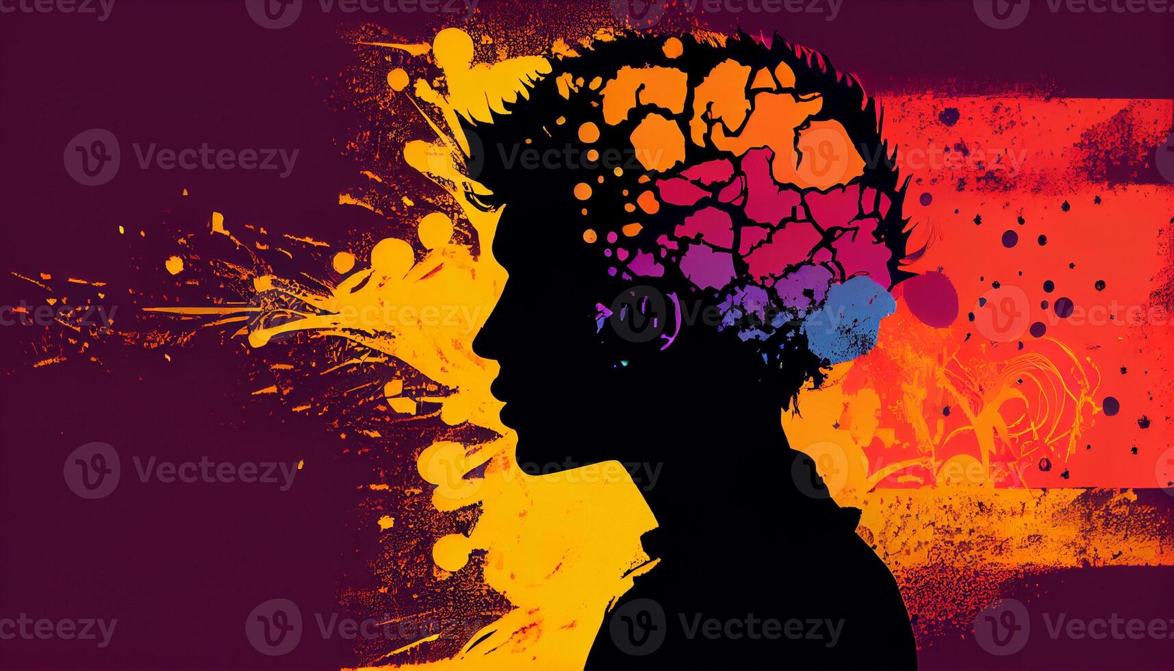 Illustration von Männer abstrakt Silhouette multi farbig Grunge Hintergrund ,generativ ai foto