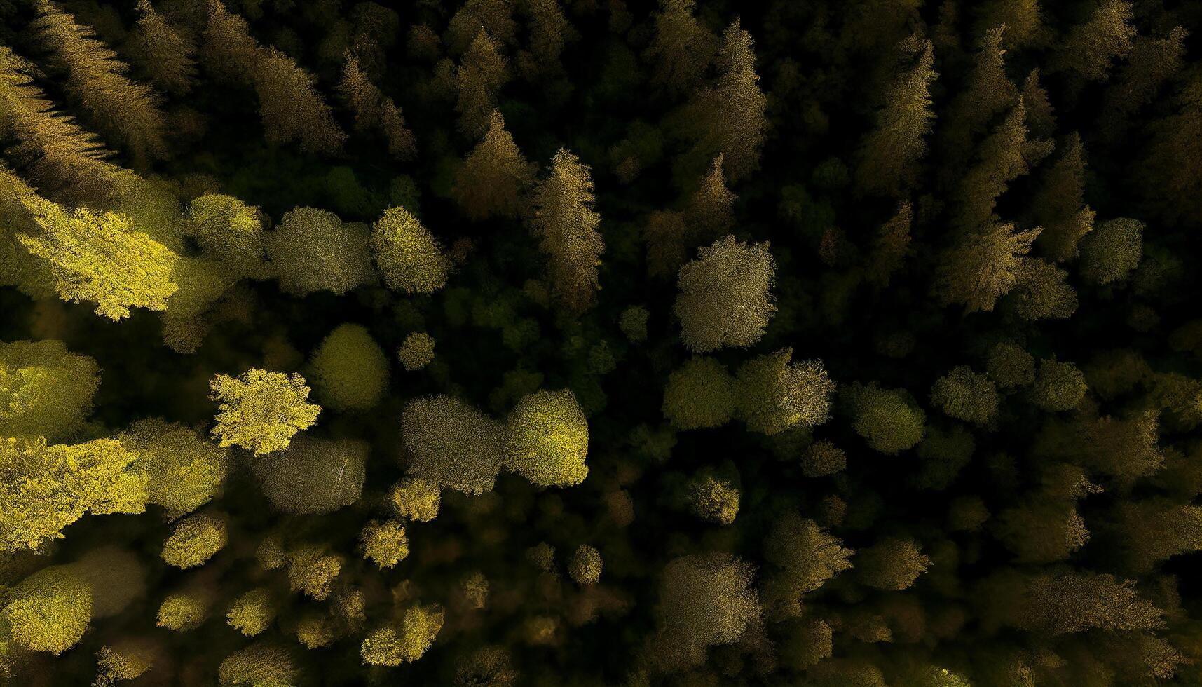 Grün Wald Bäume Muster Luftansicht Szene ,generativ ai foto