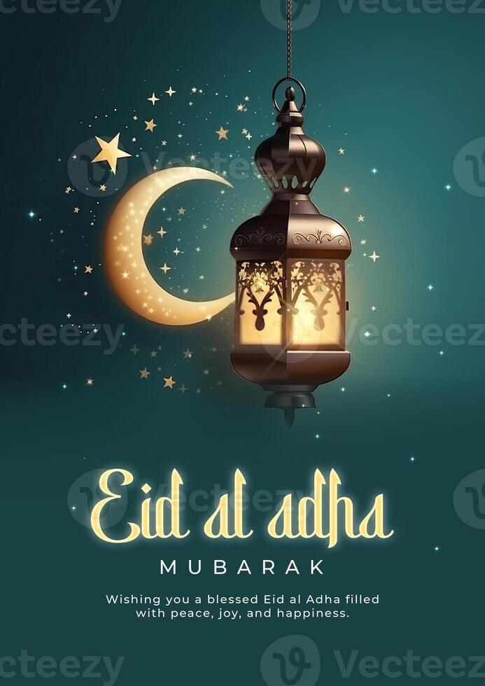 eid al adha Mubarak Poster. Illustration ai generativ foto