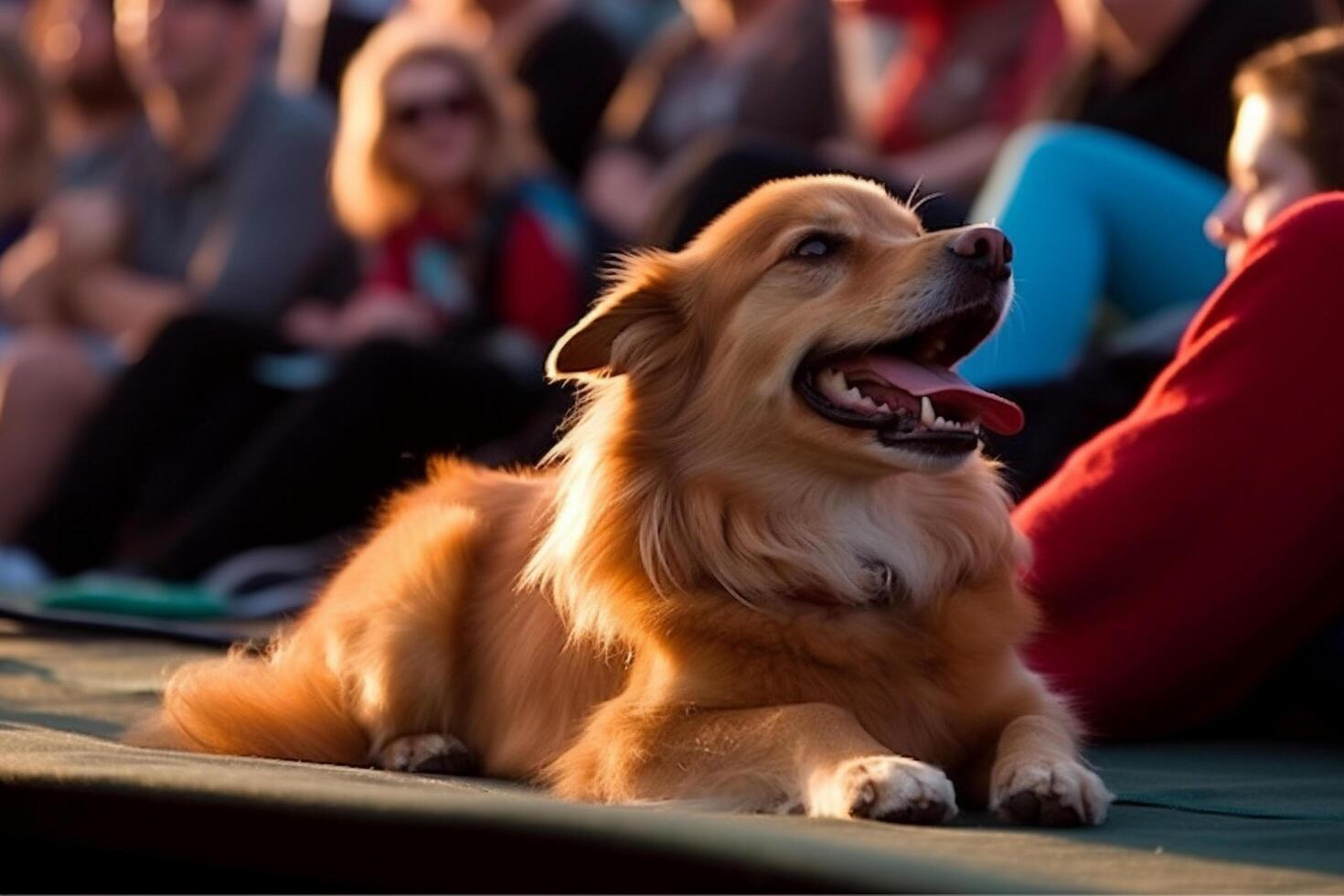 Hund im echt Leben, glücklich Moment mit Haustier ai generativ foto