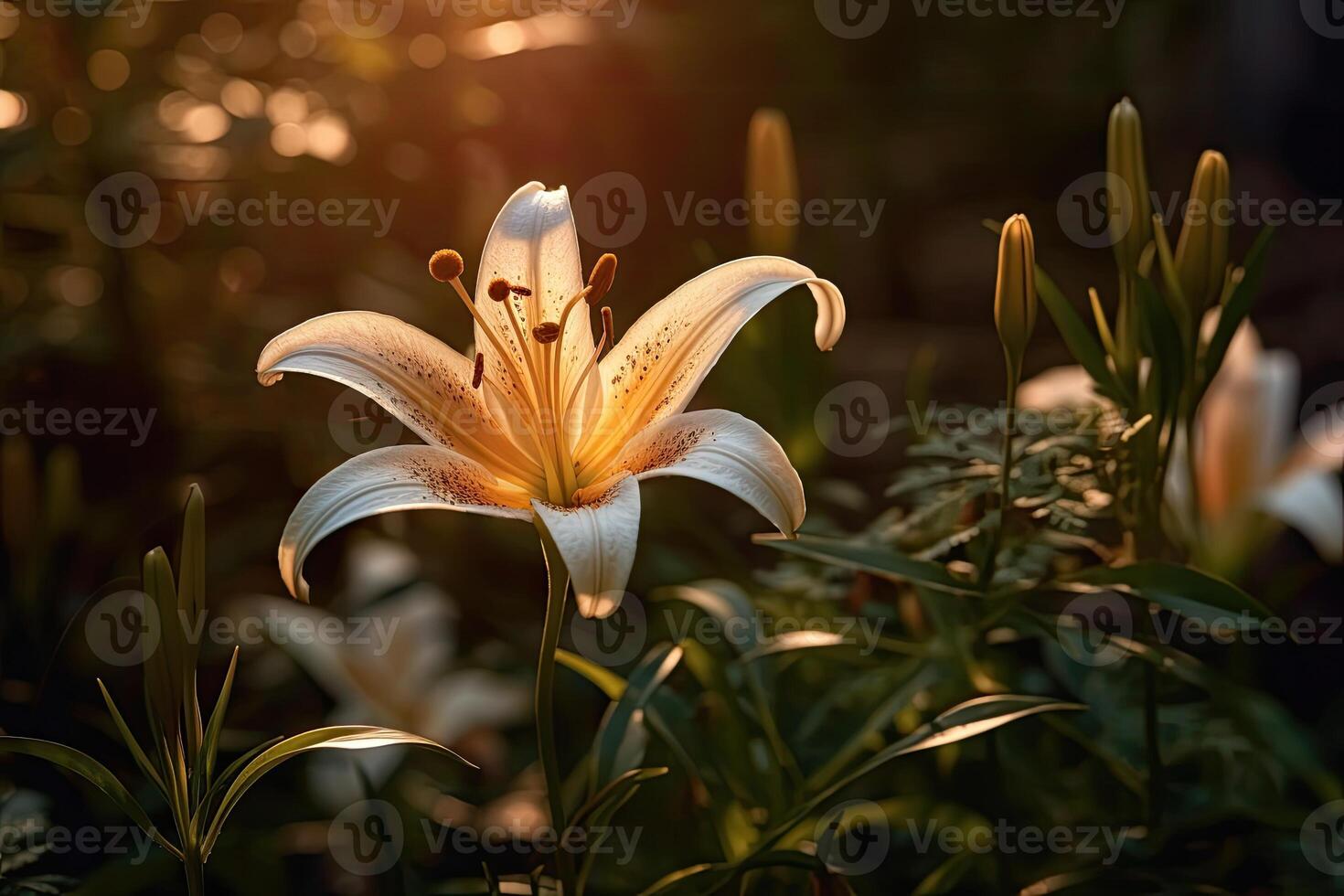 Porträt schön Lilie Blumen ai generativ foto