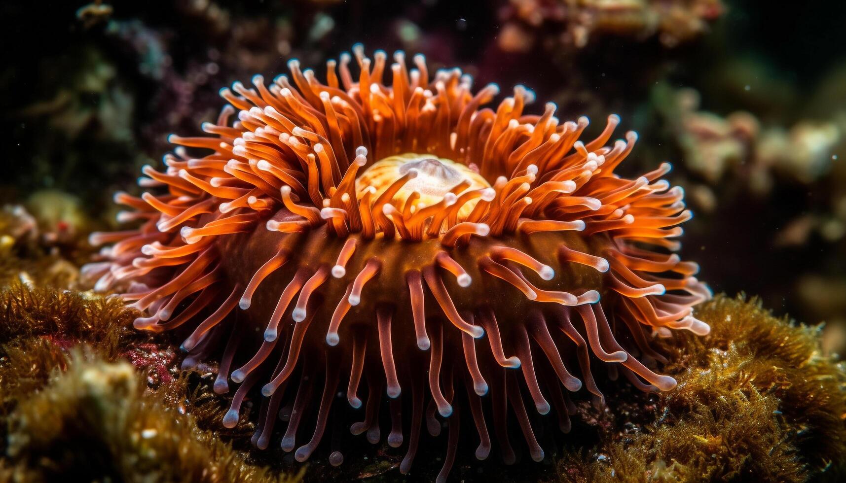 bunt Clown Fisch schwimmen im tropisch Riff generiert durch ai foto