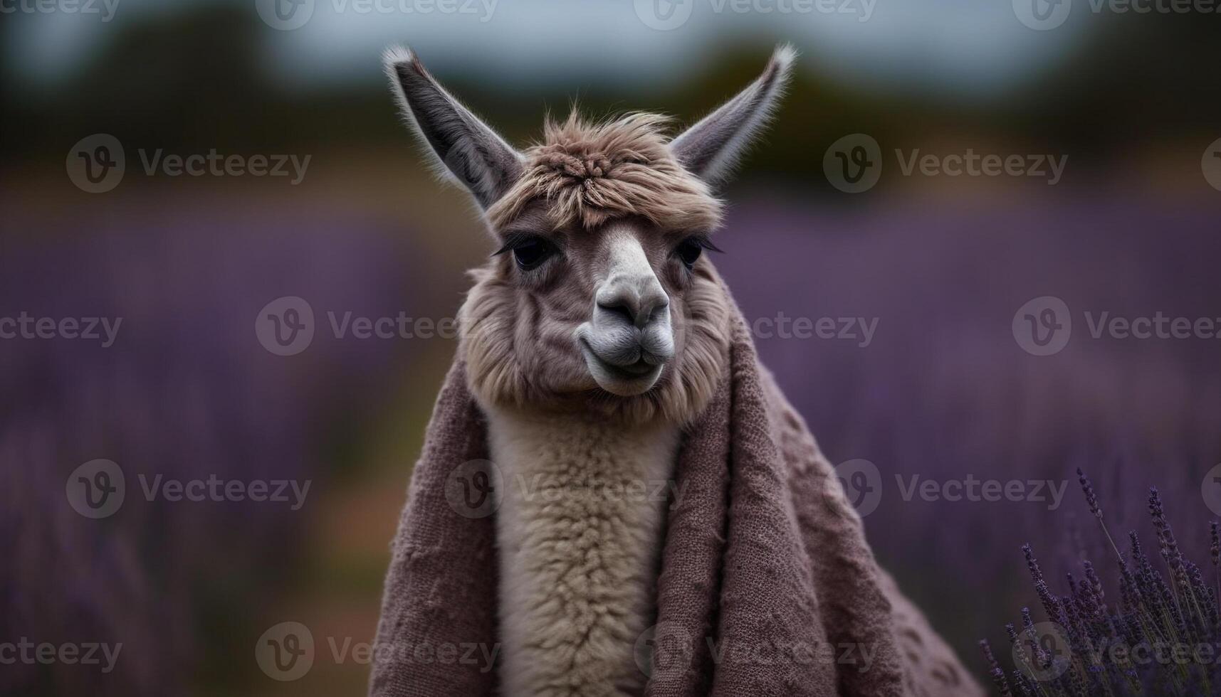 süß Alpaka lächelt zum das Kamera im Weide generiert durch ai foto