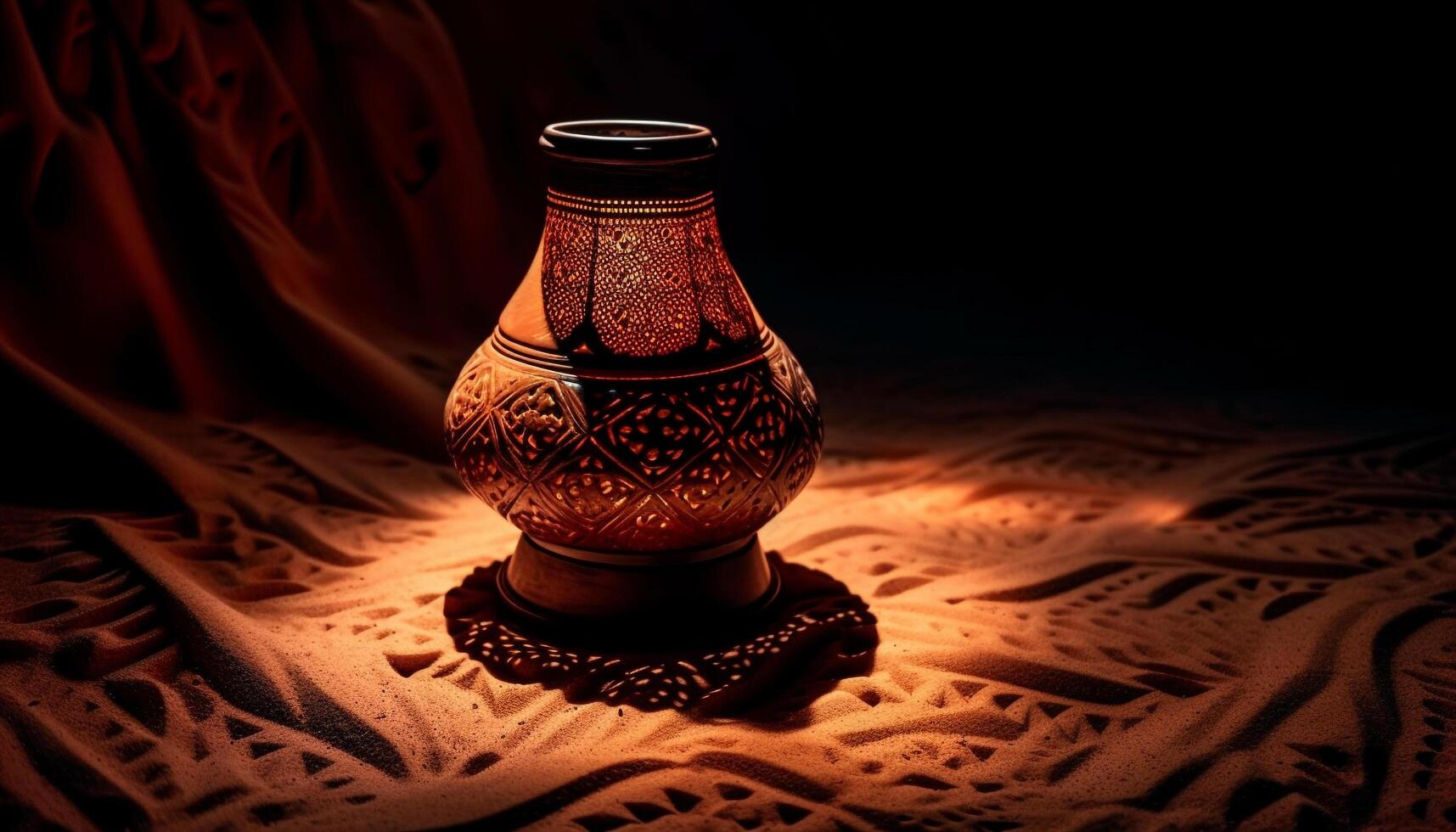 Antiquität Keramik Vase hält einheimisch Kultur Geist generiert durch ai foto