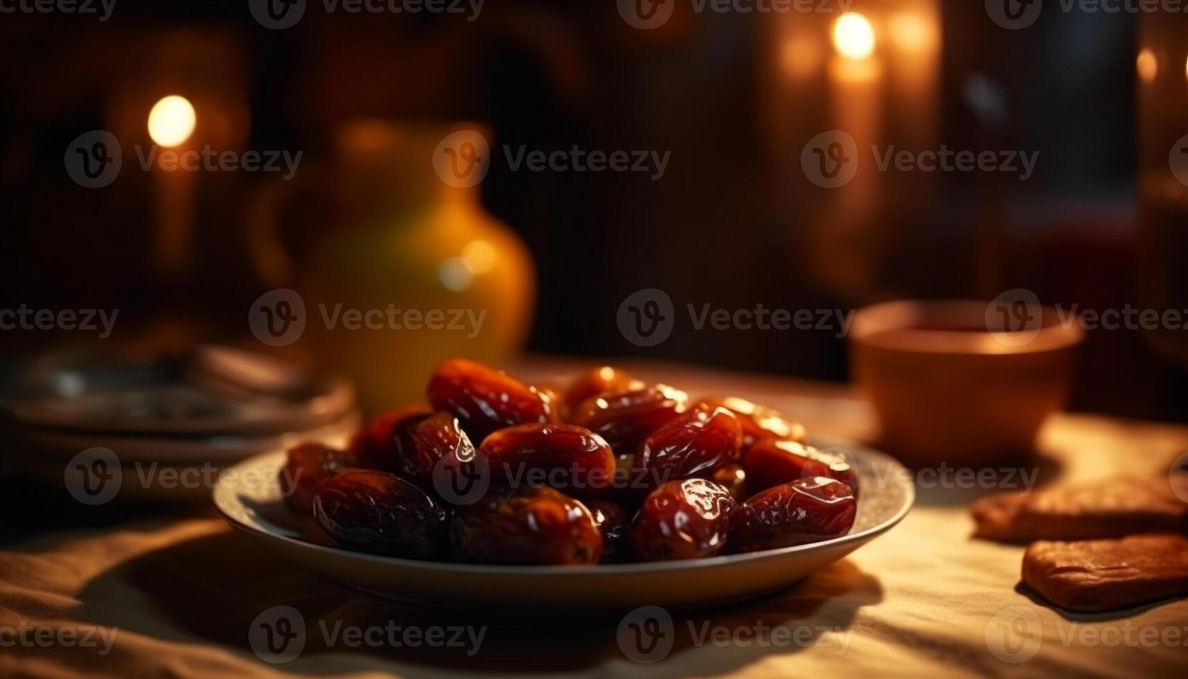 Süss Beere Obst und Honig Vorspeise Teller generiert durch ai foto