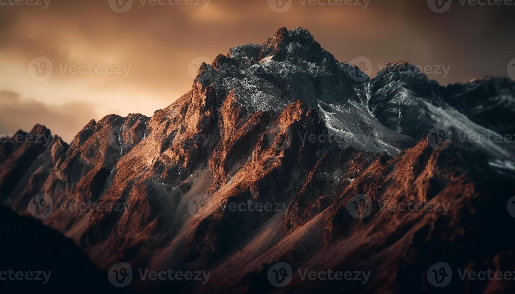 majestätisch Berg Gipfel beim Dämmerung, Nein Menschen generiert durch ai foto