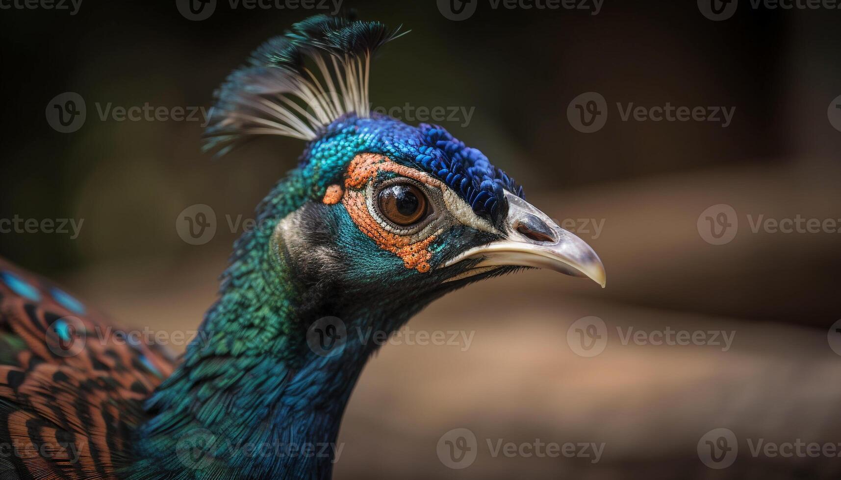 beschwingt Pfau zeigt an aus majestätisch gemustert Schwanz Gefieder generiert durch ai foto