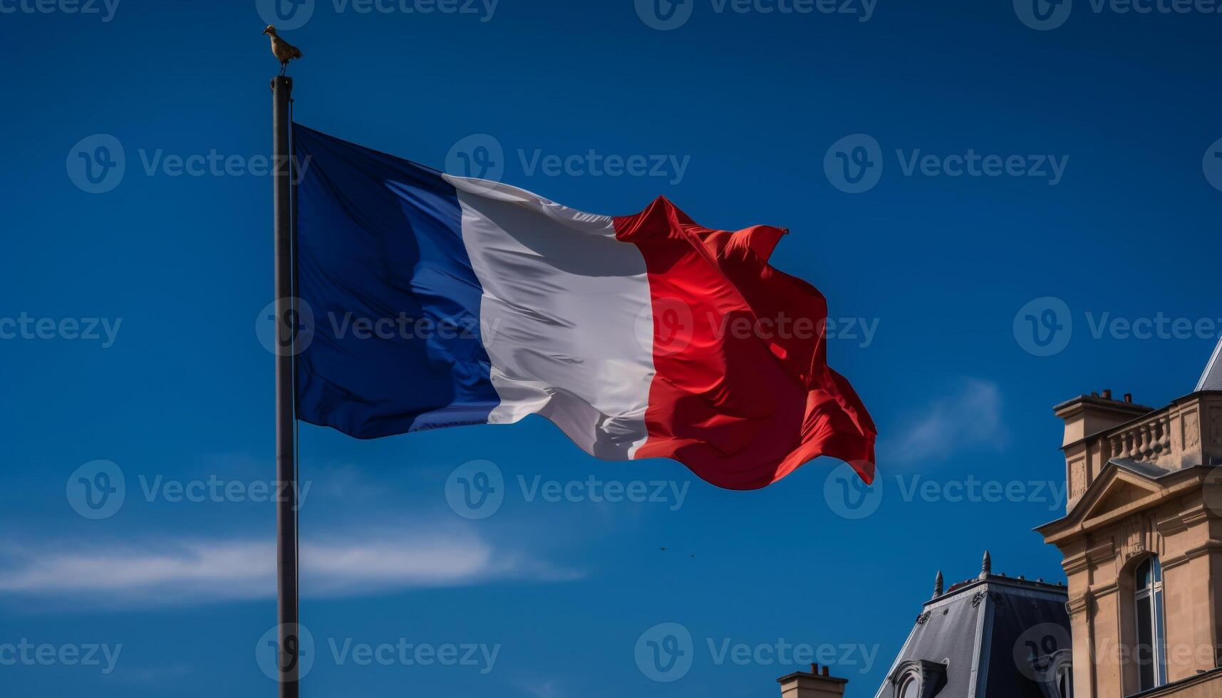 Flagge fliegend hoch, Symbol von Patriotismus und Stolz generiert durch ai foto