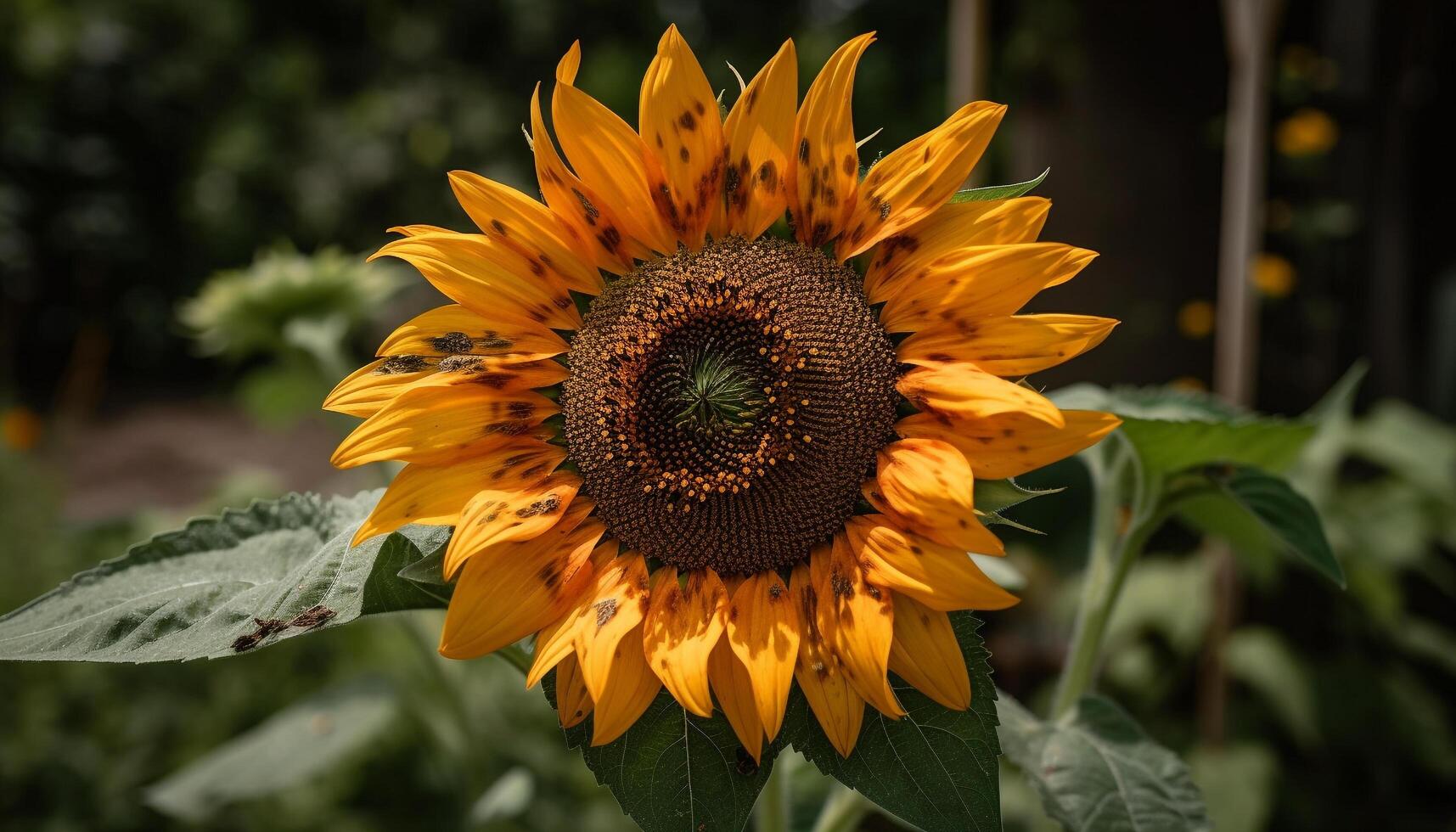 Gelb Sonnenblume scheint im beschwingt Sommer- Wiese generiert durch ai foto