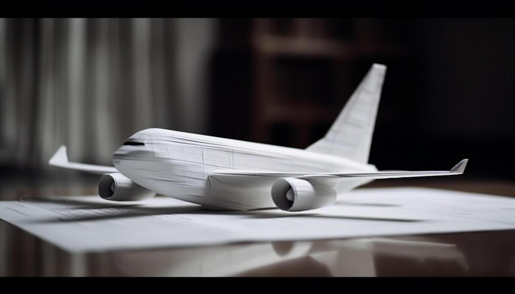 fliegend Papier Flugzeug Vitrinen Transport Industrie Erfolg generiert durch ai foto