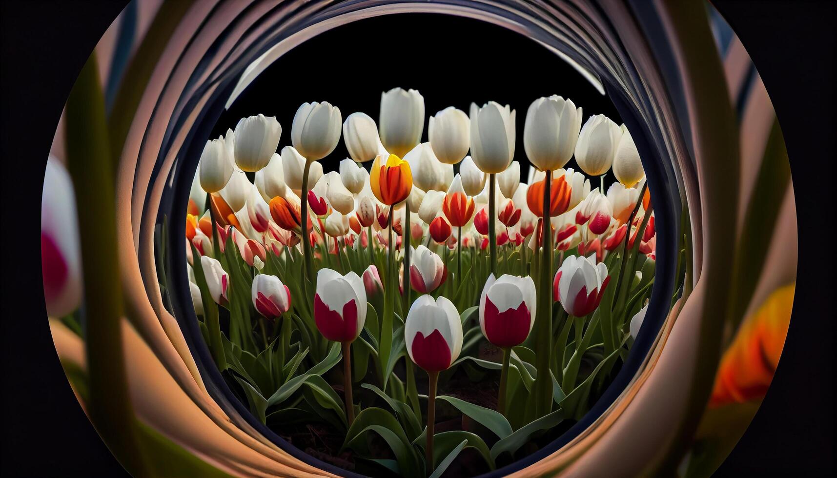 Frühling Tulpen blühen im beschwingt Wiesenlandschaft Schönheit generiert durch ai foto