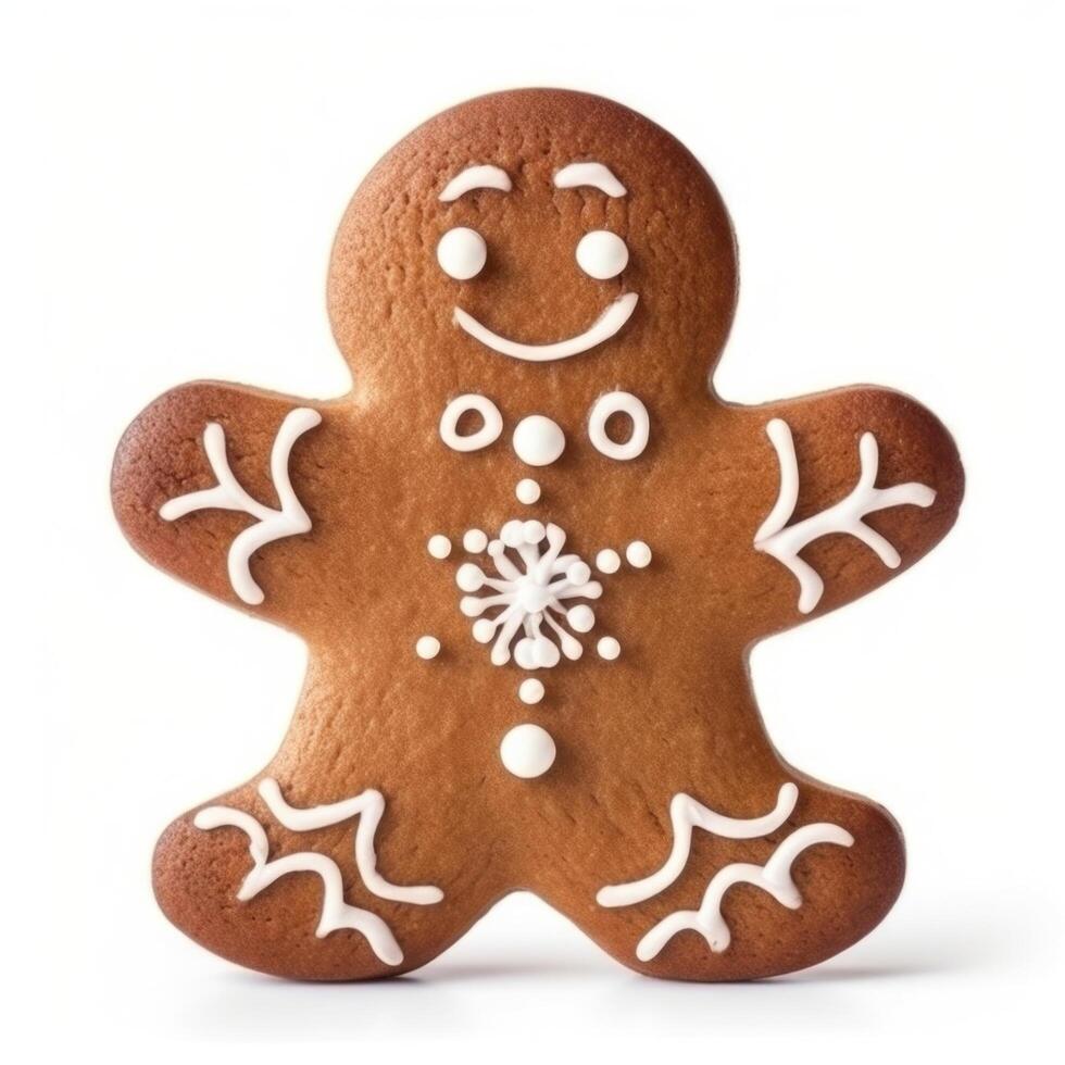 Lebkuchen Mann isoliert. Illustration ai generativ foto