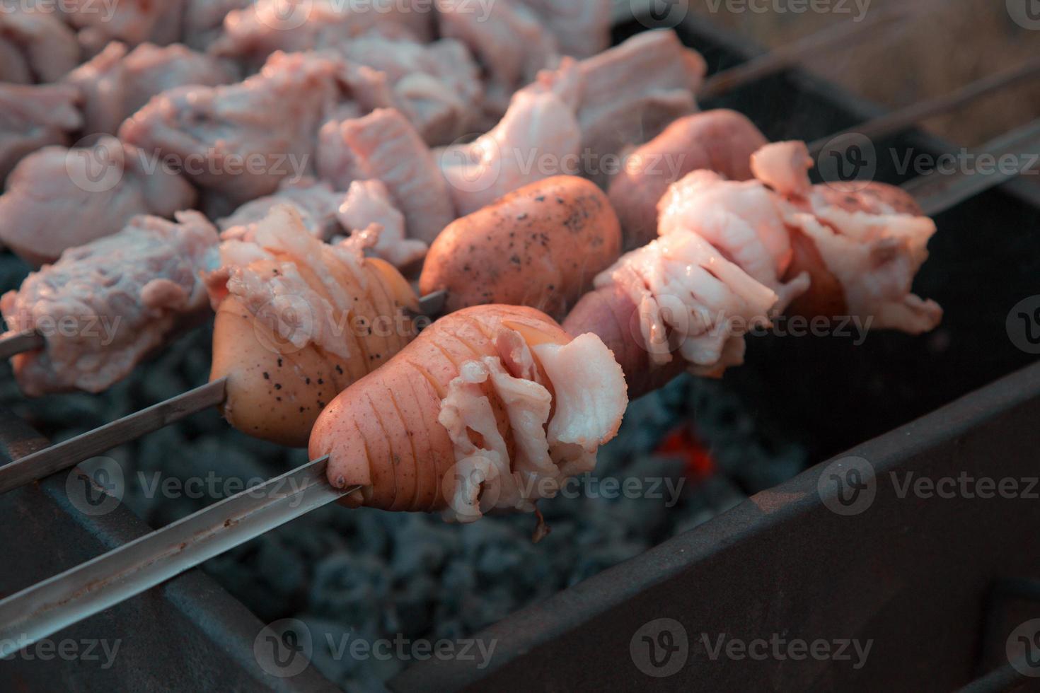 Schaschlik auf dem Grill gebraten foto