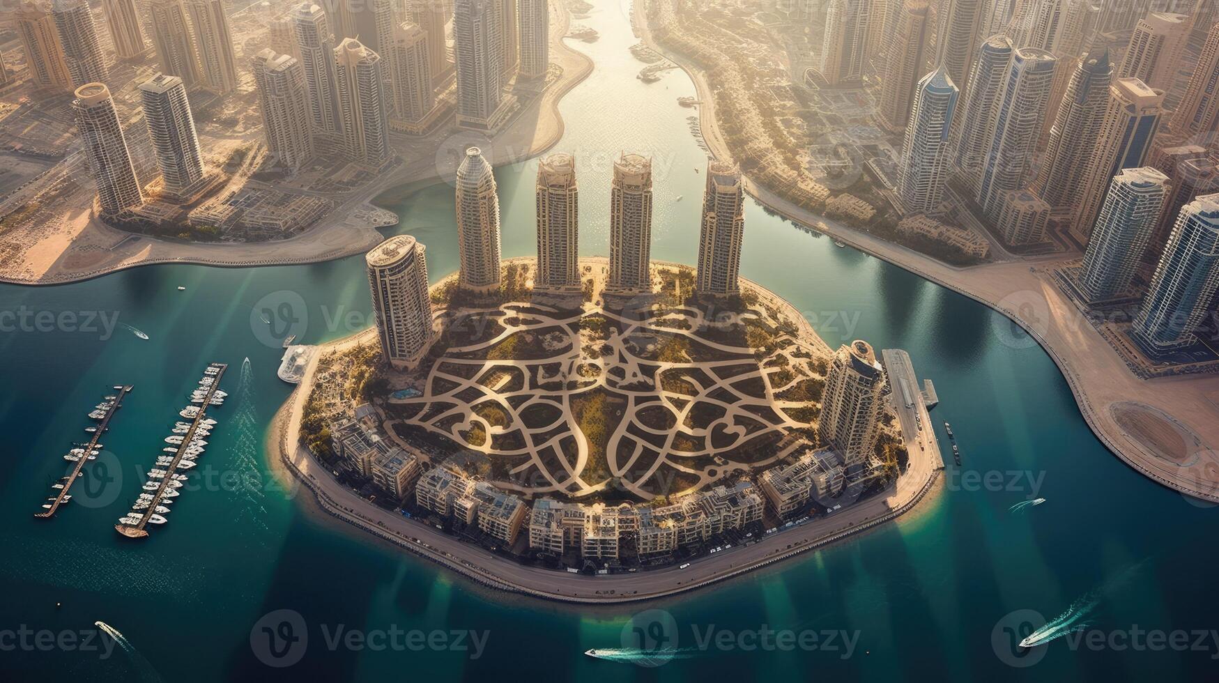 Dubai Yachthafen Symbol von Jumeirah Strand und das Stadt von Dubai, vereinigt arabisch Emirate generativ ai Variation 6 foto