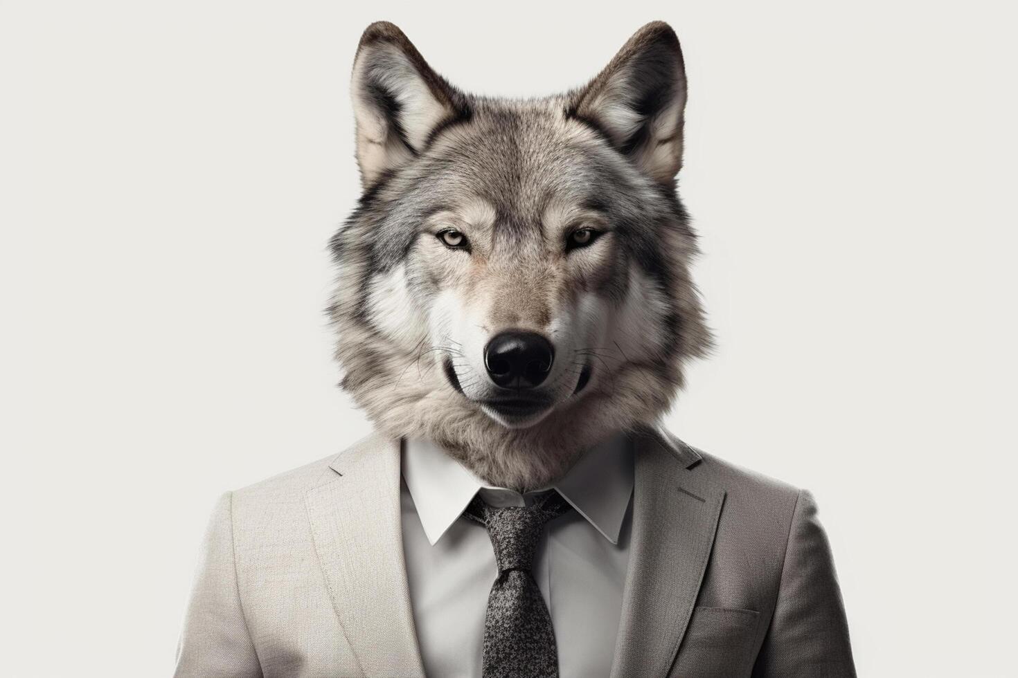 Porträt von ein Wolfshund im ein passen auf ein Orange Hintergrund generativ ai foto