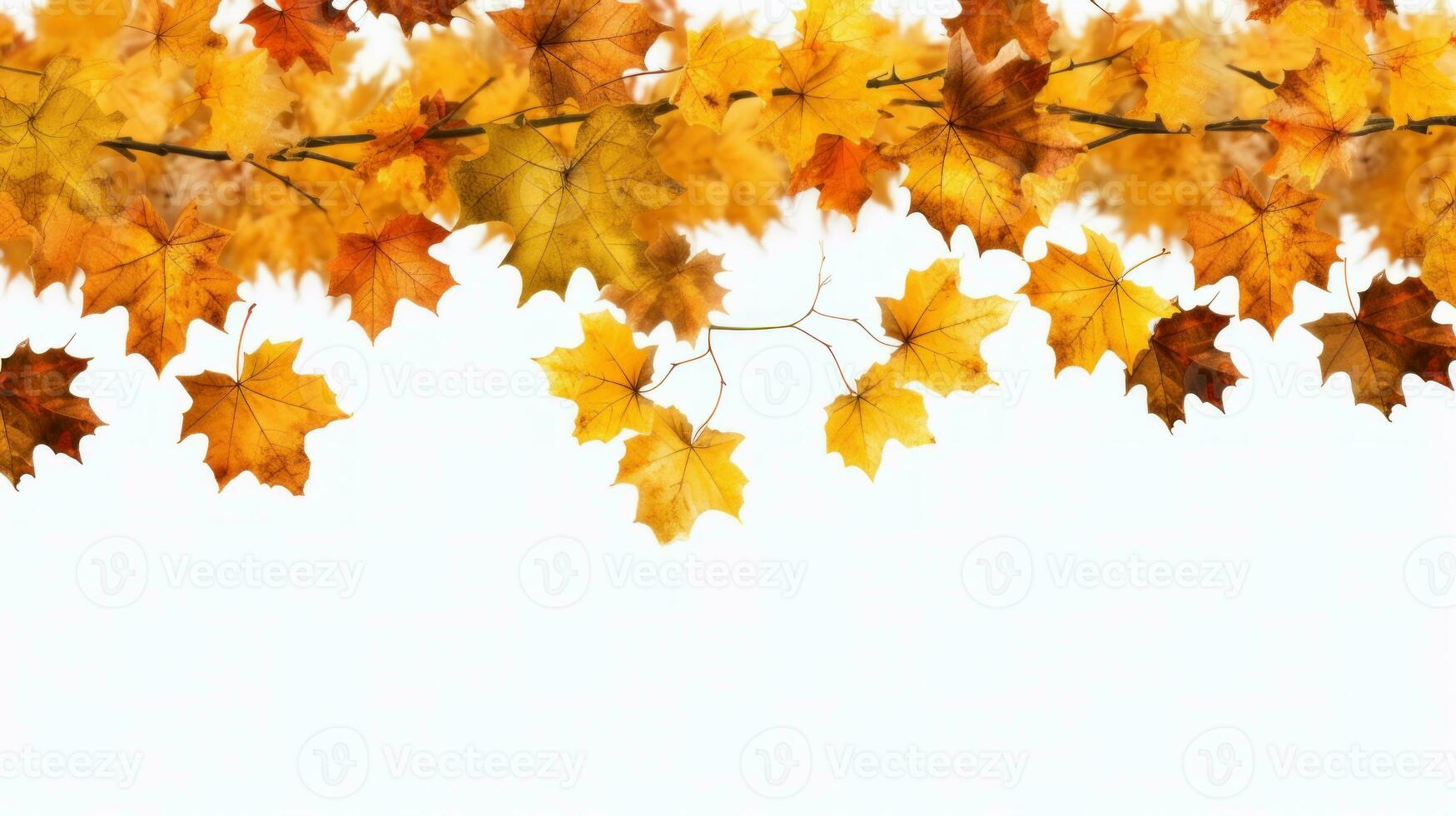 Herbst Blätter Rand isoliert. Illustration ai generativ foto
