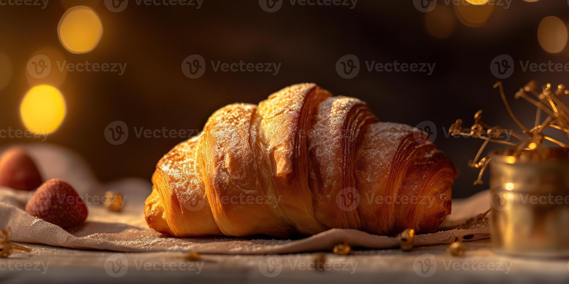 ai generiert. ai generativ. frisch gebacken golden lecker traditionell Croissant. Grafik Kunst foto
