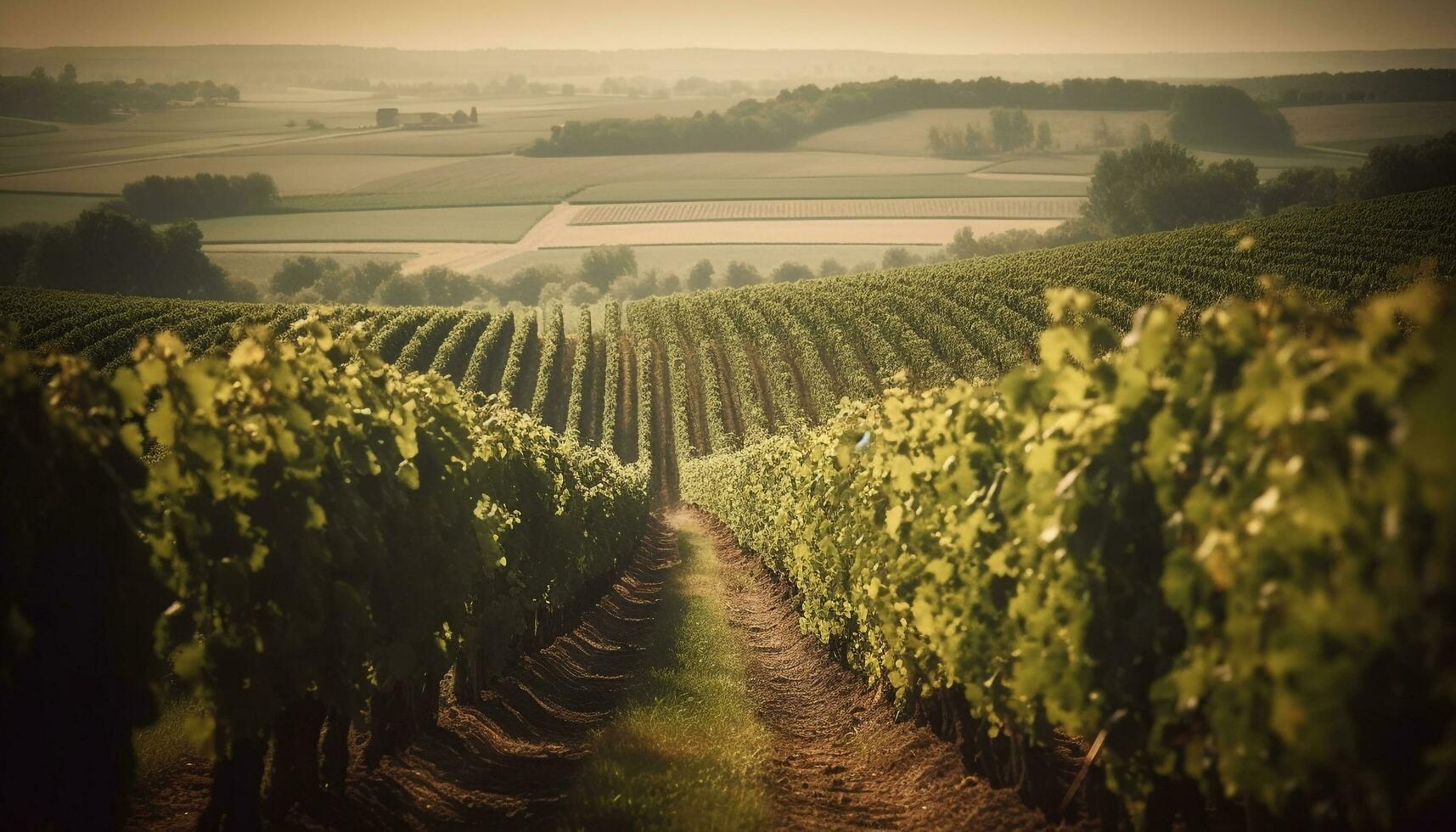 organisch Weinberg im Chianti Region, reif Trauben generiert durch ai foto