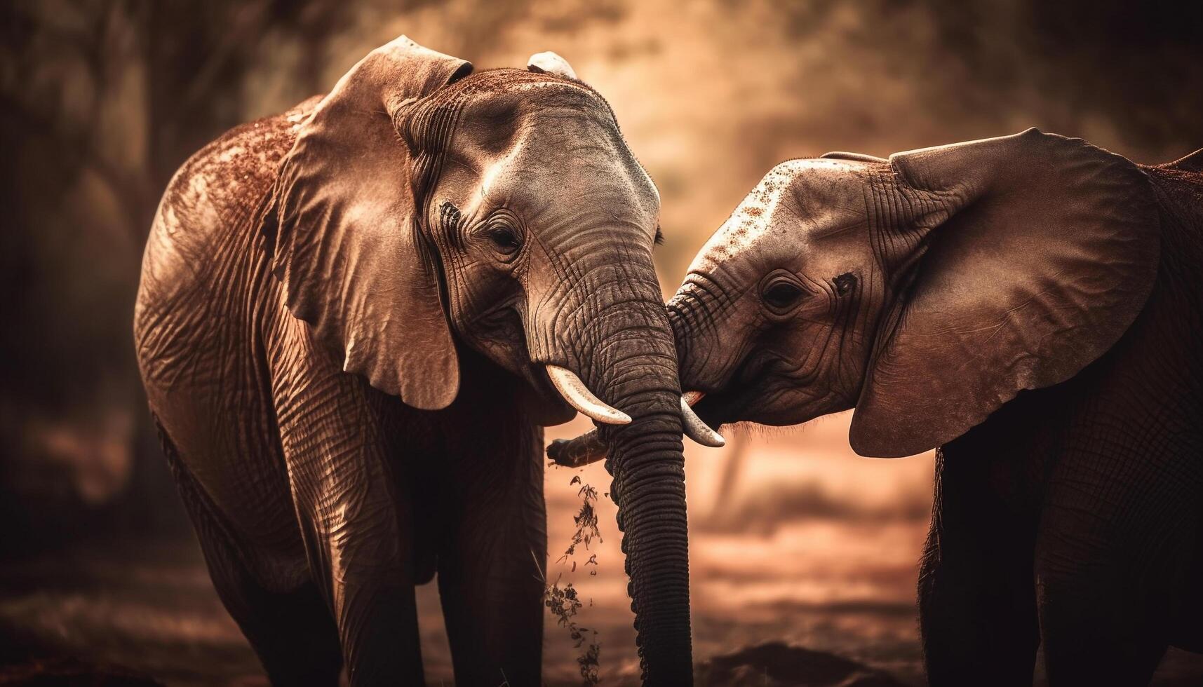 afrikanisch Elefant Familie Gehen im tropisch Wald generiert durch ai foto