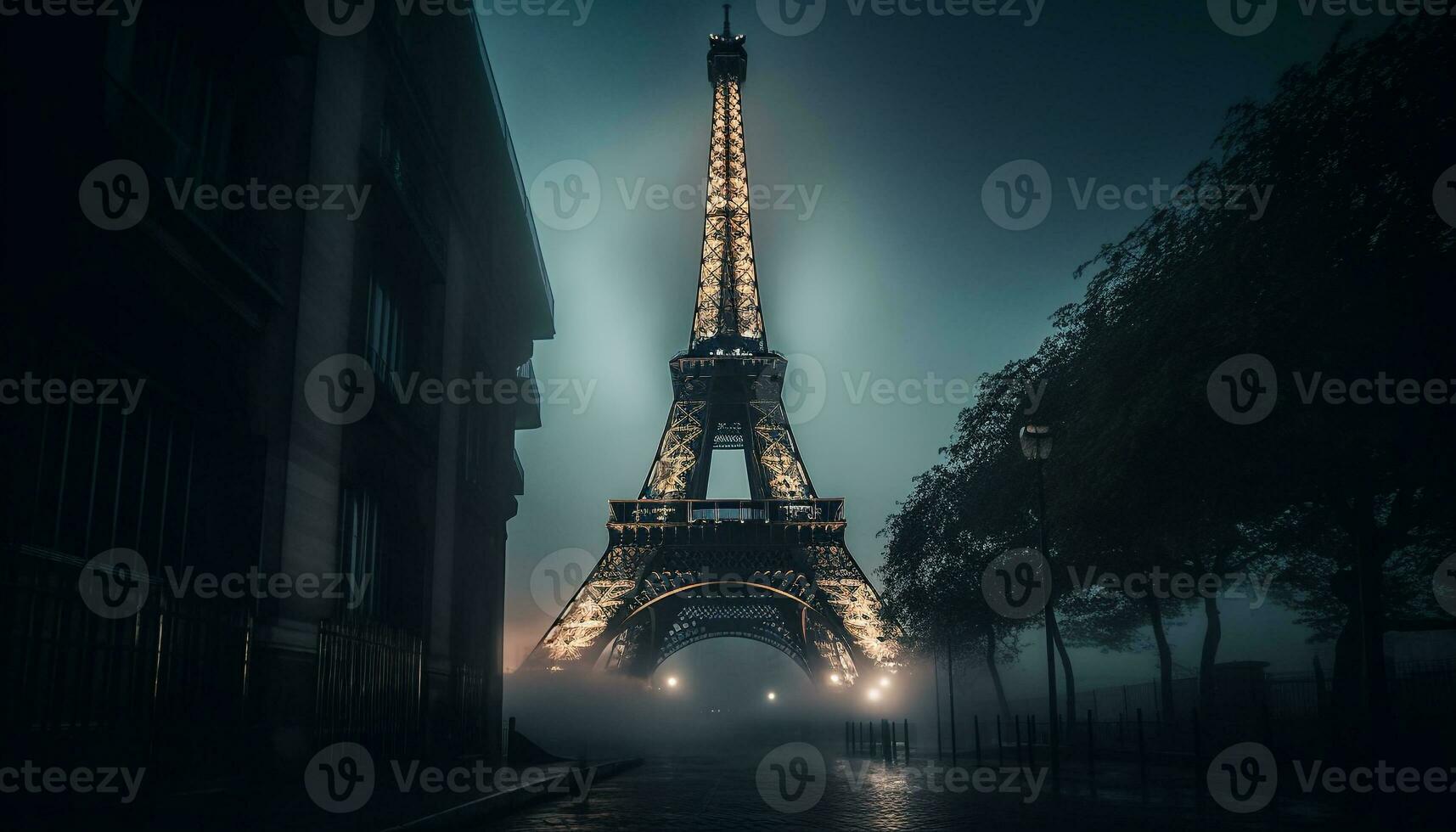 berühmt die Architektur beleuchtet beim Dämmerung, Stadtbild Silhouette generiert durch ai foto