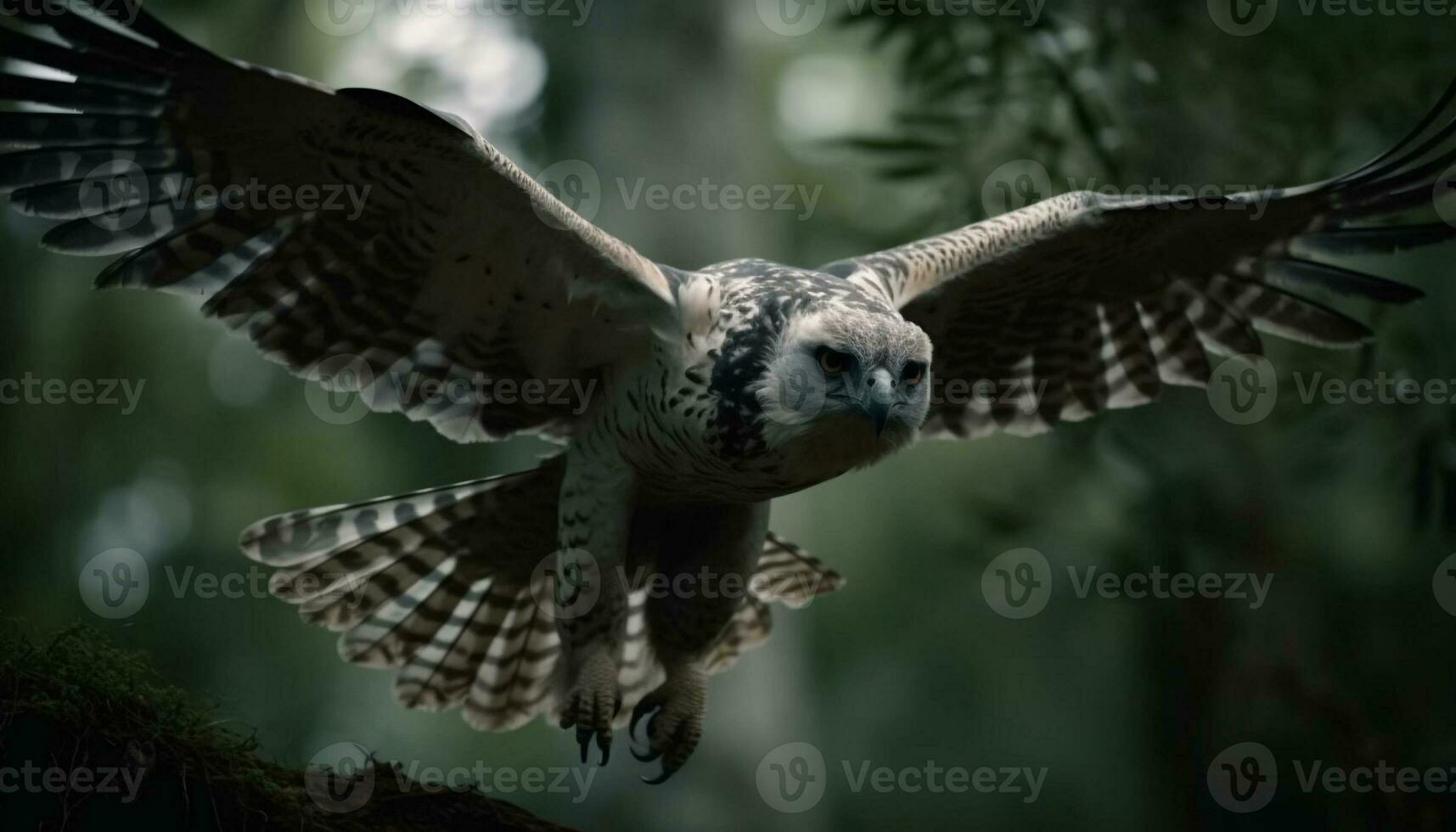 Verbreitung Flügel, hochfliegend Adler Eule im Bewegung generiert durch ai foto