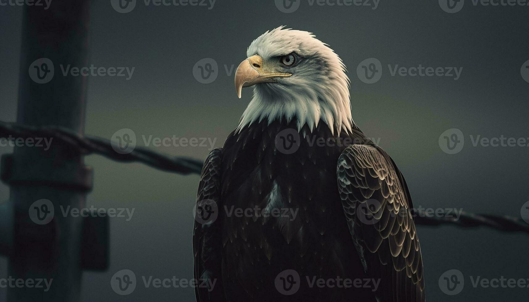 majestätisch kahl Adler thront auf Zweig, Aufpassen generiert durch ai foto