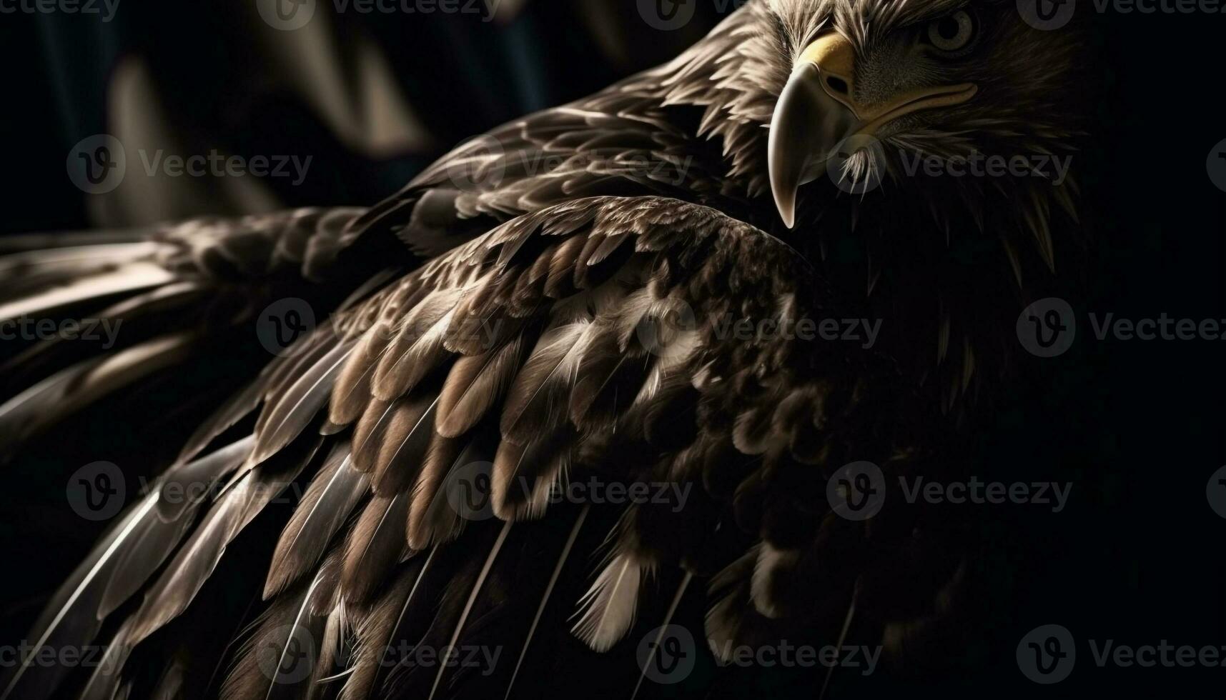 majestätisch Vogel von Beute sich niederlassen auf Ast generiert durch ai foto