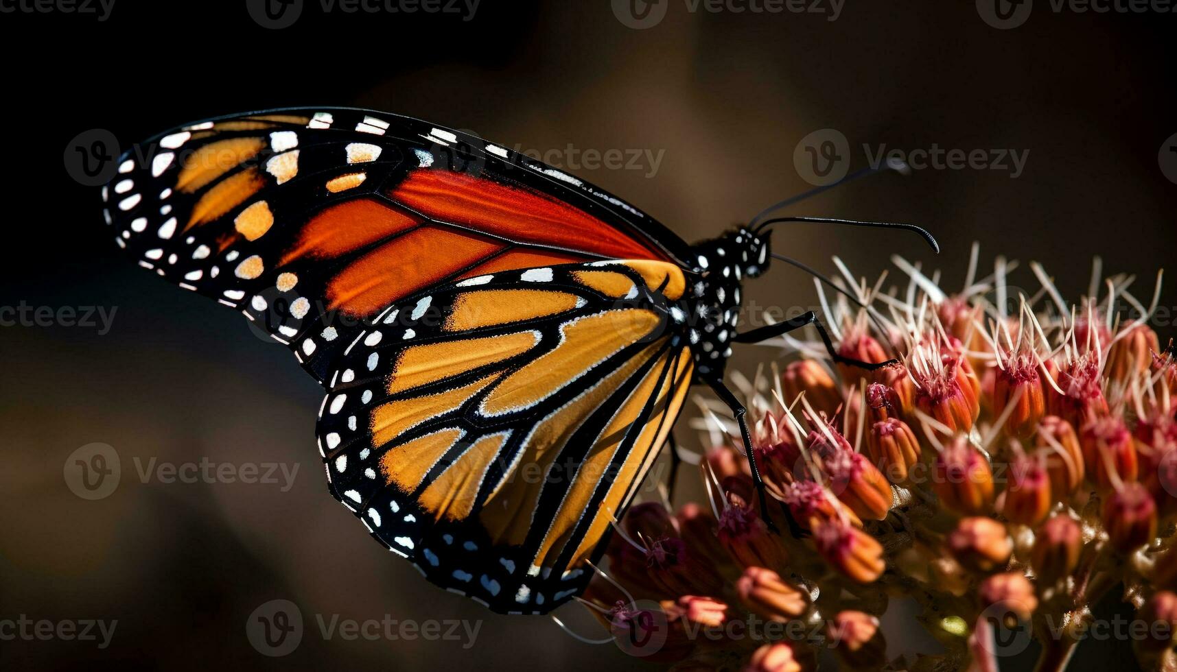 anmutig Monarch Schmetterling bestäubt beschwingt Gelb Blume generiert durch ai foto