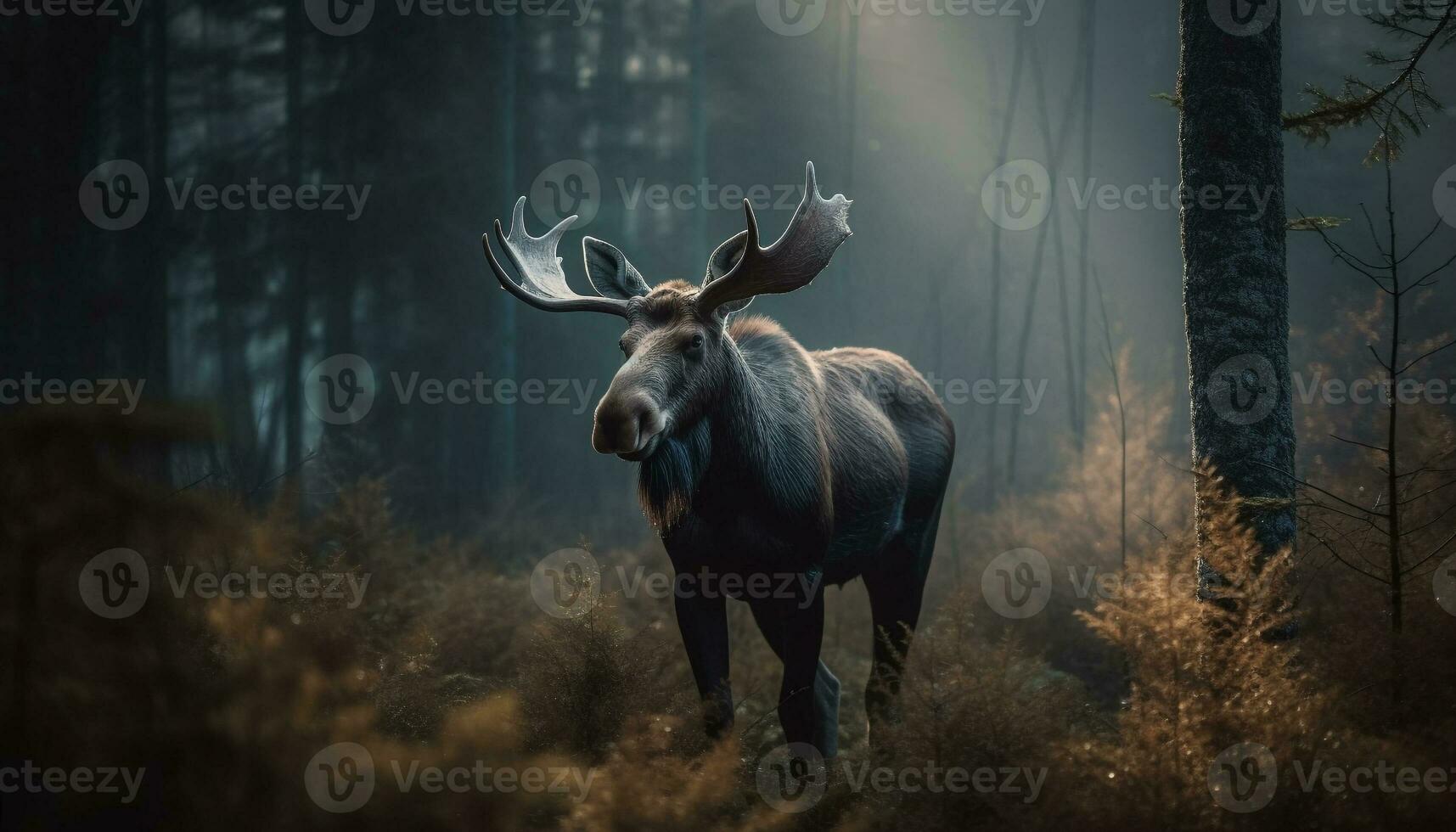 majestätisch Elch Stehen im still Herbst Wiese generiert durch ai foto