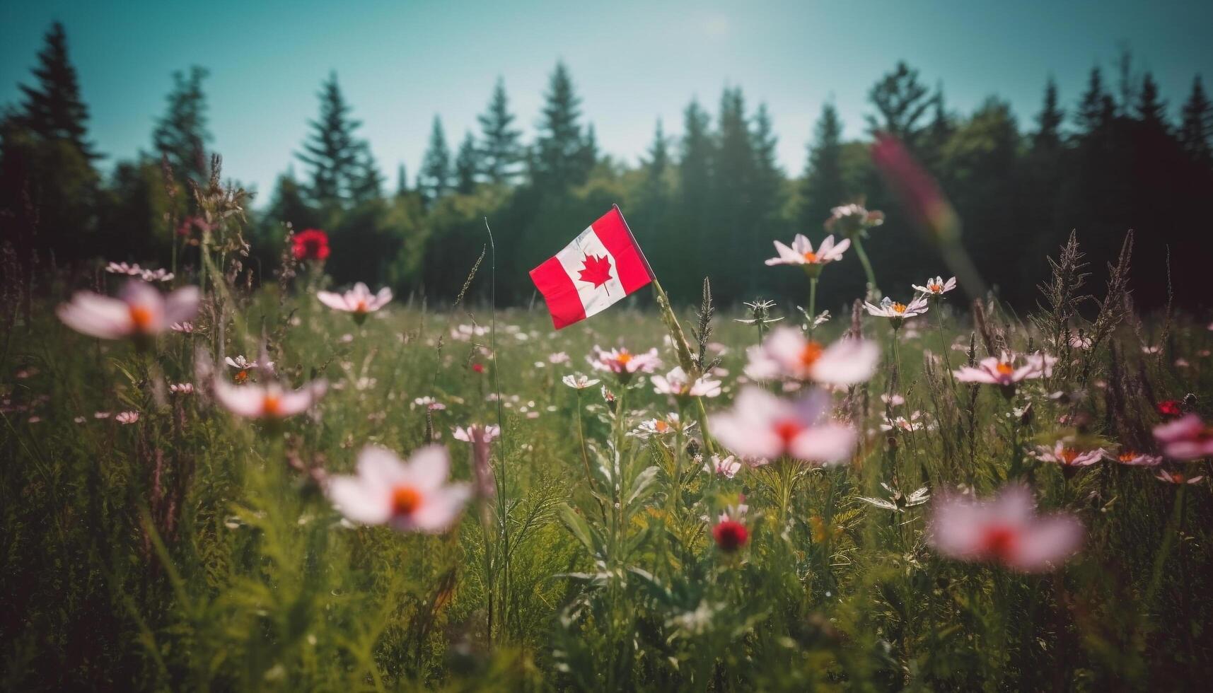 Wildblume Wiese feiert Natur Schönheit im Frühling generativ ai foto