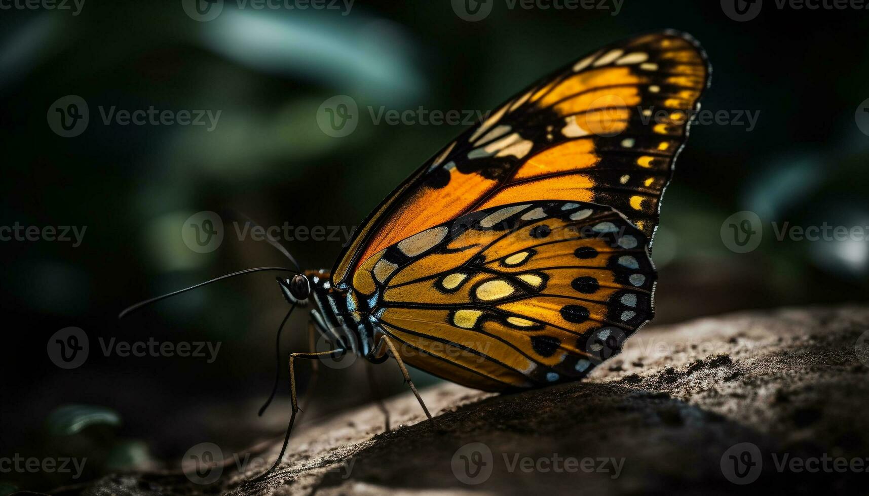 beschwingt Monarch Schmetterling im still Frühling Natur generiert durch ai foto