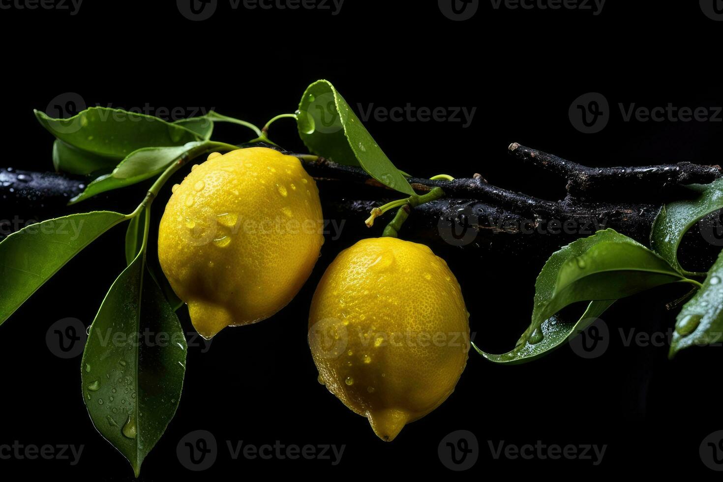 Zitronen auf dunkel Hintergrund ai generiert foto