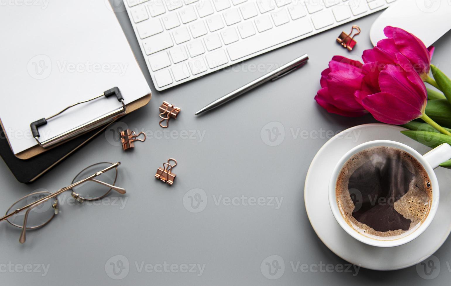 Draufsicht Bürotisch foto