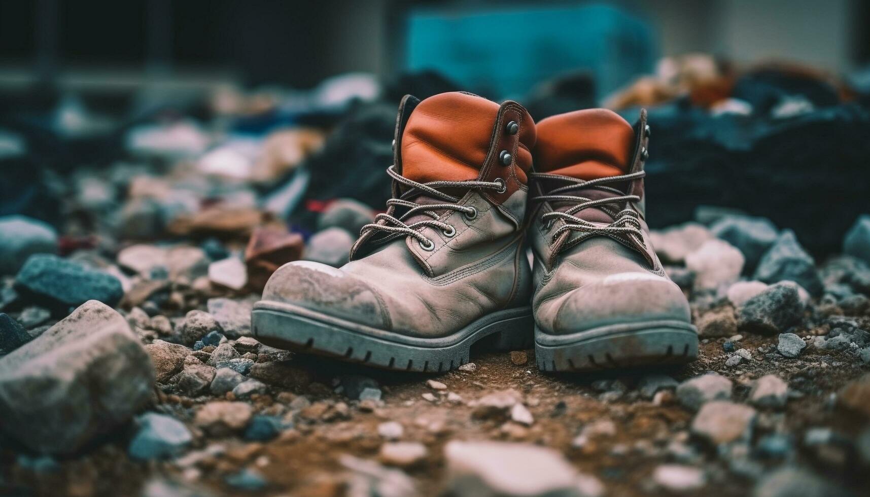 alt gestaltet Leder Wandern Stiefel ertragen Rau draussen Abenteuer im Herbst generiert durch ai foto