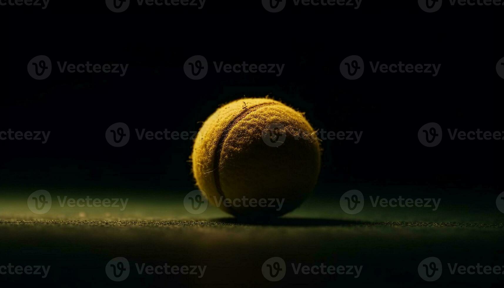 schnell Tennis Ball Gewinnt Meisterschaft im schwarz Hintergrund Wettbewerb generiert durch ai foto