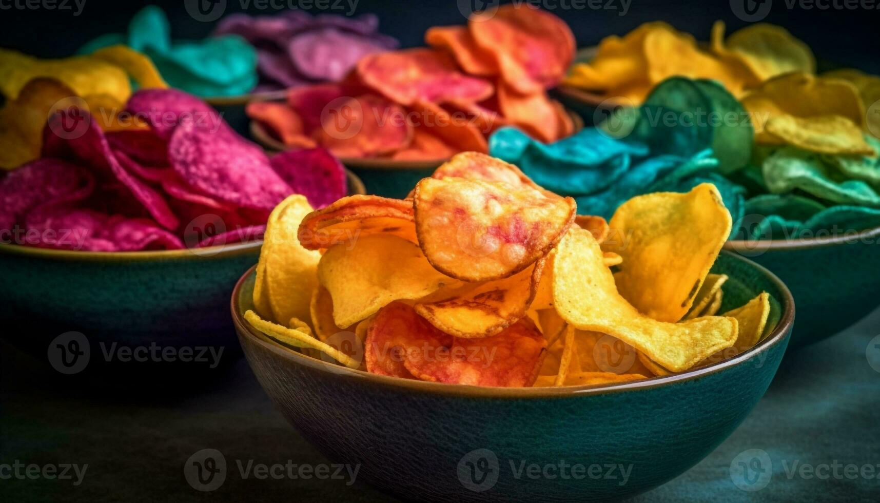 ein Gourmet Vorspeise Stapel von knackig Tortilla Chips und Guacamole generiert durch ai foto