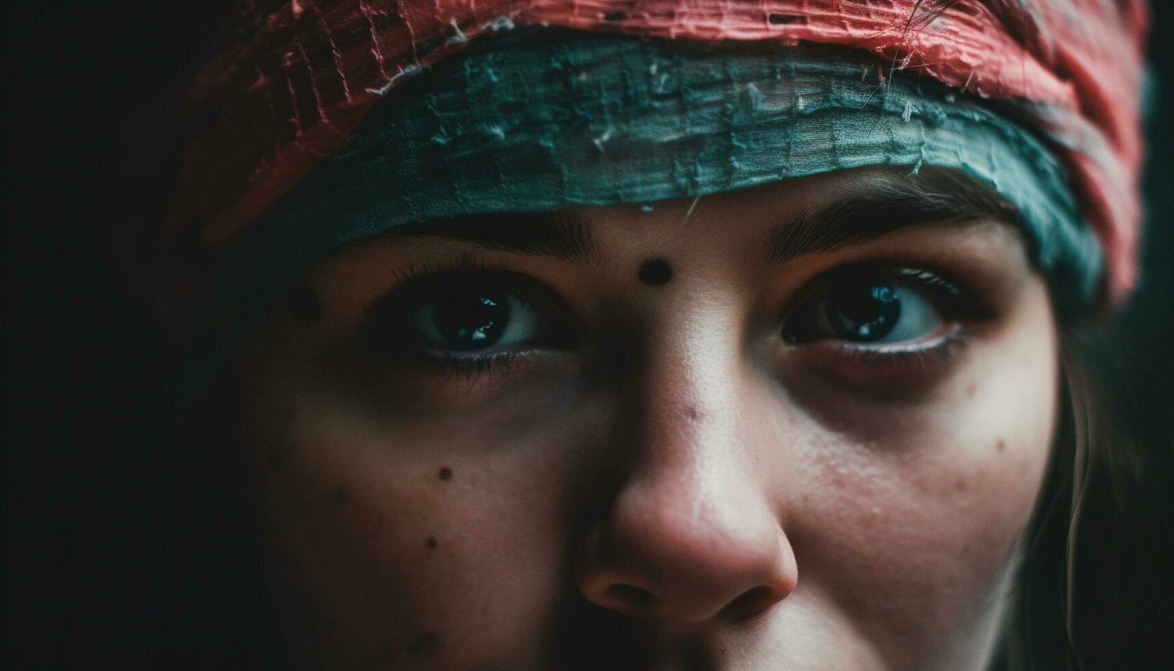 einer jung Erwachsene Frau, suchen draußen, tragen religiös Schleier traurig generiert durch ai foto