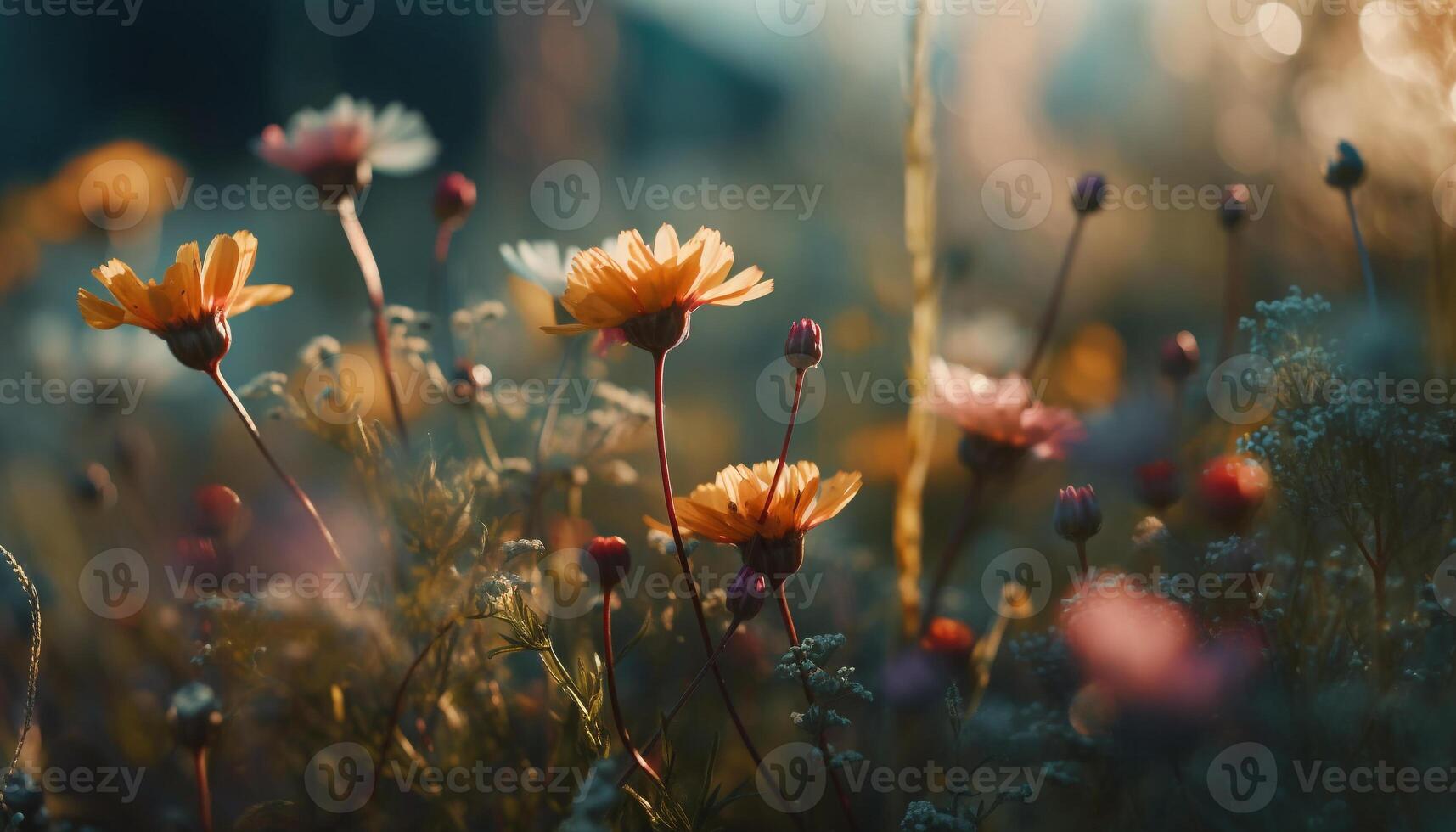 das beschwingt Gänseblümchen blühen im das Wiese symbolisiert Sommer- Wachstum generiert durch ai foto