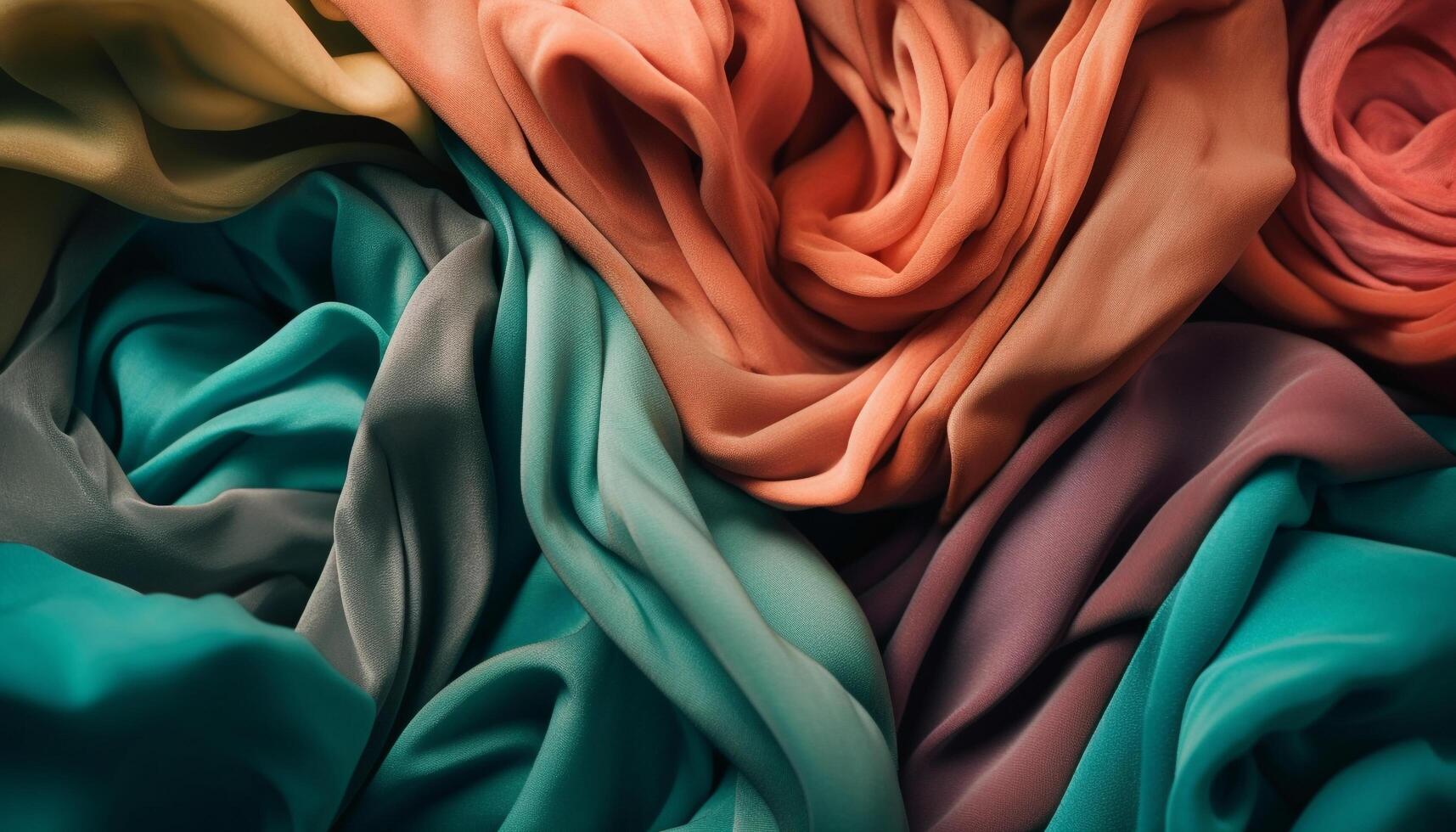 glatt Satin- Wellen im beschwingt Farben erstellen elegant Textil- Hintergrund generiert durch ai foto