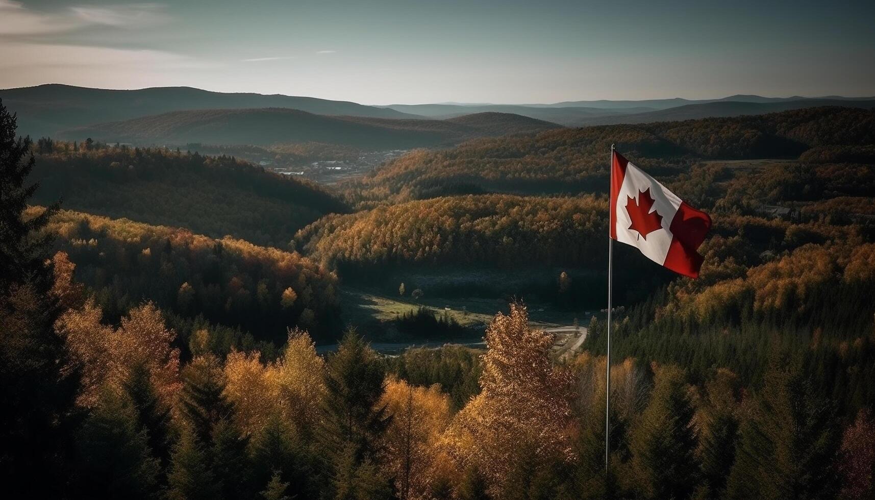 majestätisch Berg Angebot spiegelt Herbst multi farbig Schönheit generiert durch ai foto