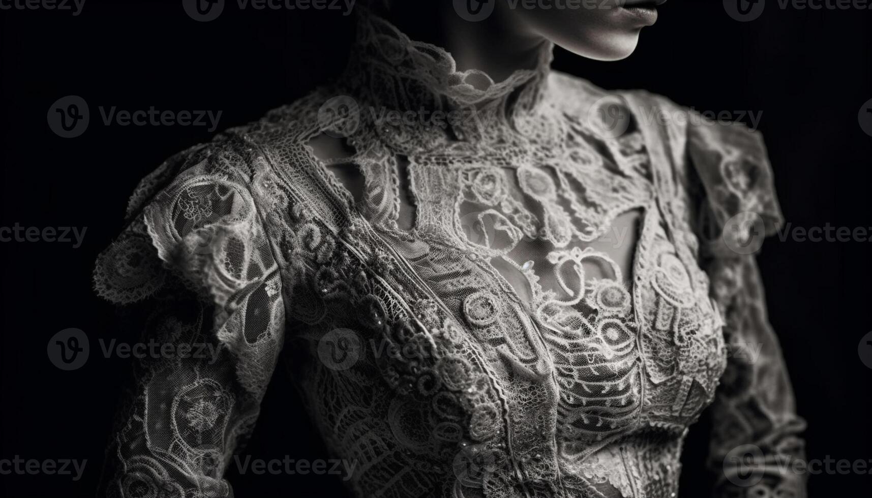 elegant jung Frau im traditionell schwarz Kleid generiert durch ai foto