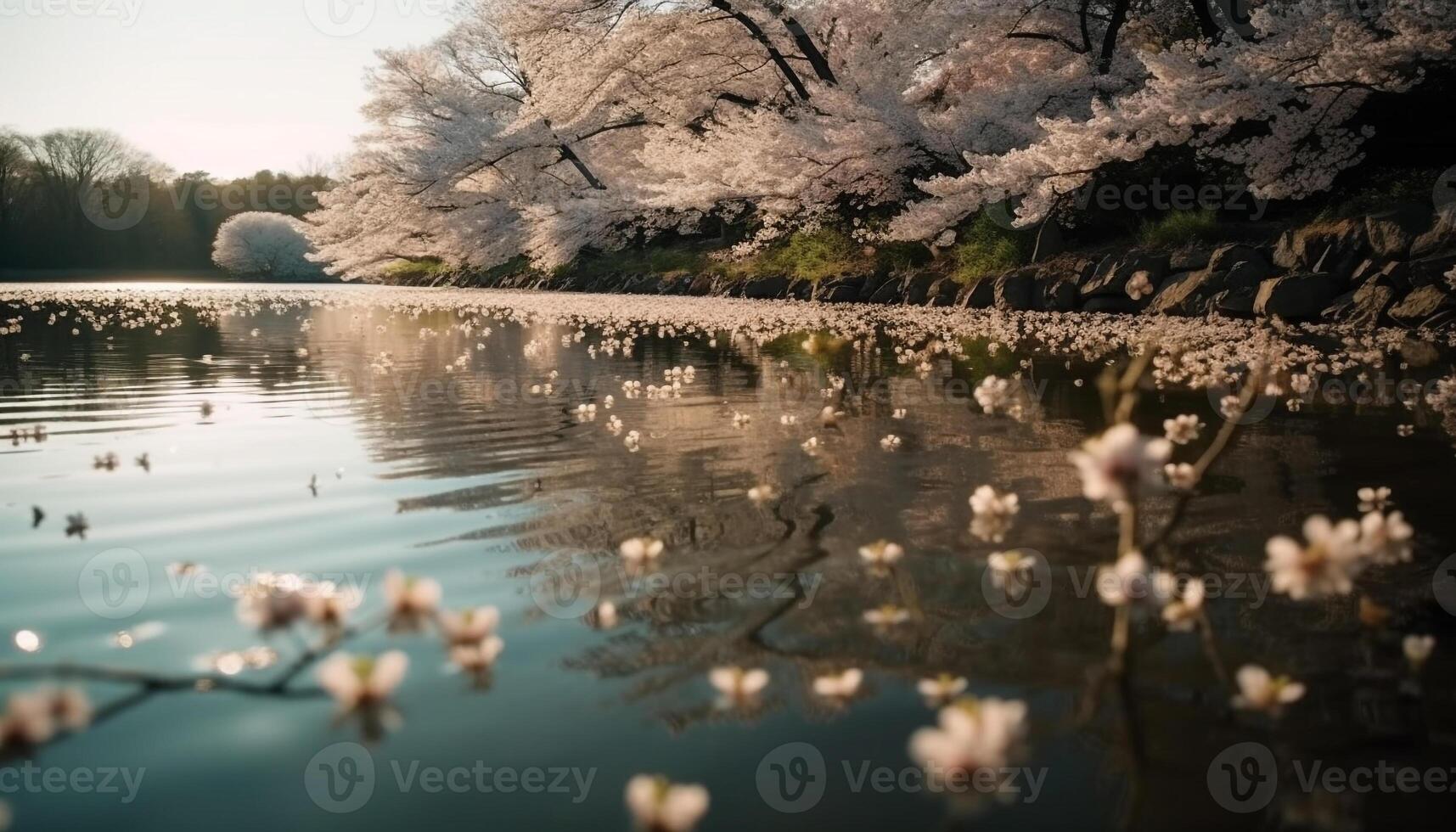 Frühling Schönheit im Natur Kirsche blühen Betrachtung generiert durch ai foto