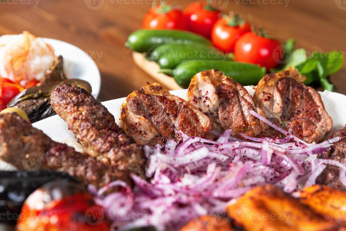 Lyulya Kebab Azerbaijani Fleisch Mahlzeit Huhn Nahaufnahme foto
