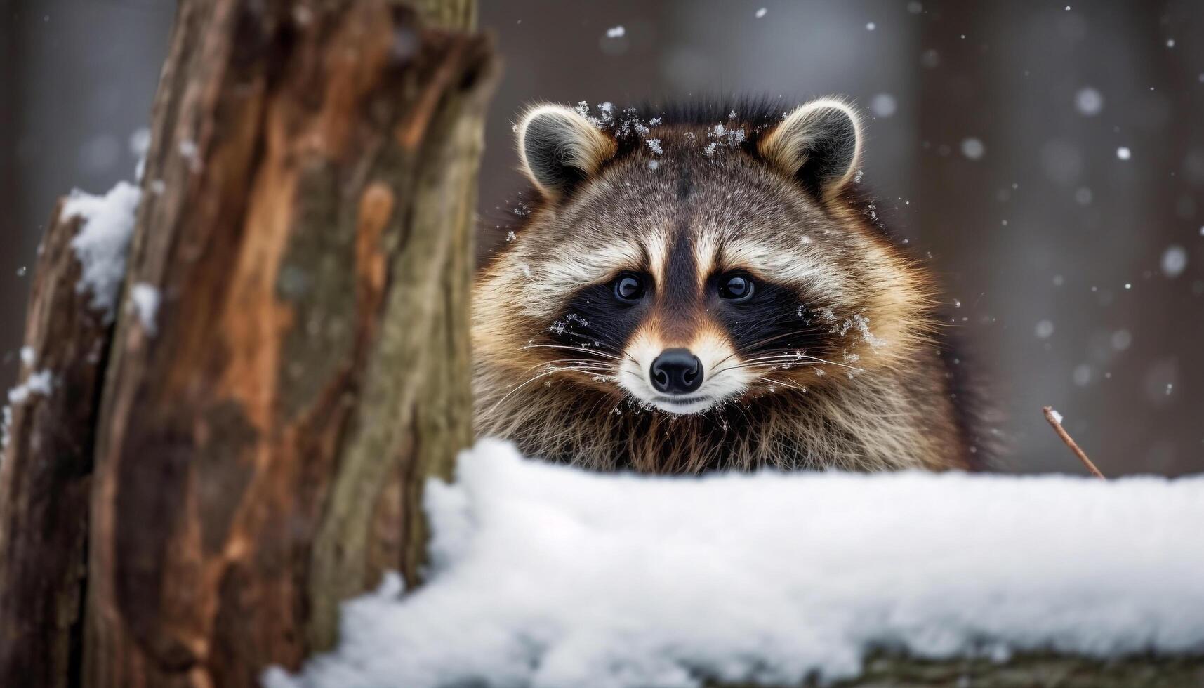 pelzig rot Fuchs sitzt durch Baum, schneit generiert durch ai foto