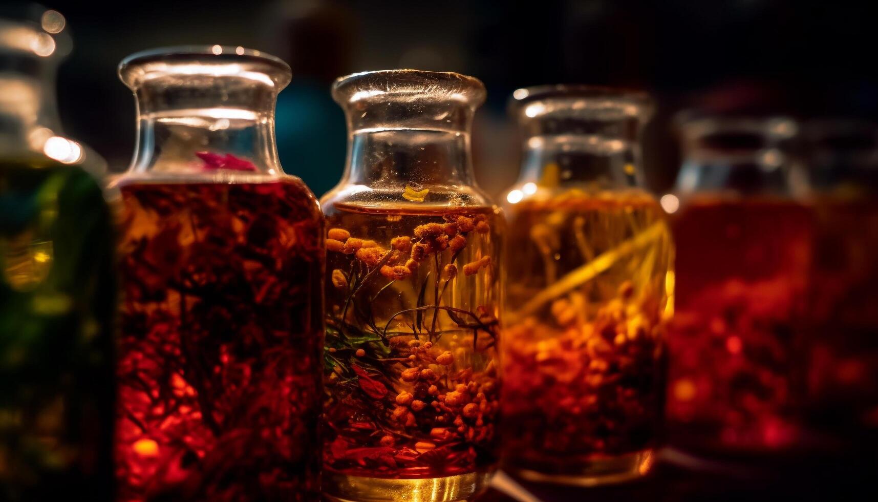 multi farbig Flüssigkeit Erfrischung im Whiskey Glas Sammlung generiert durch ai foto